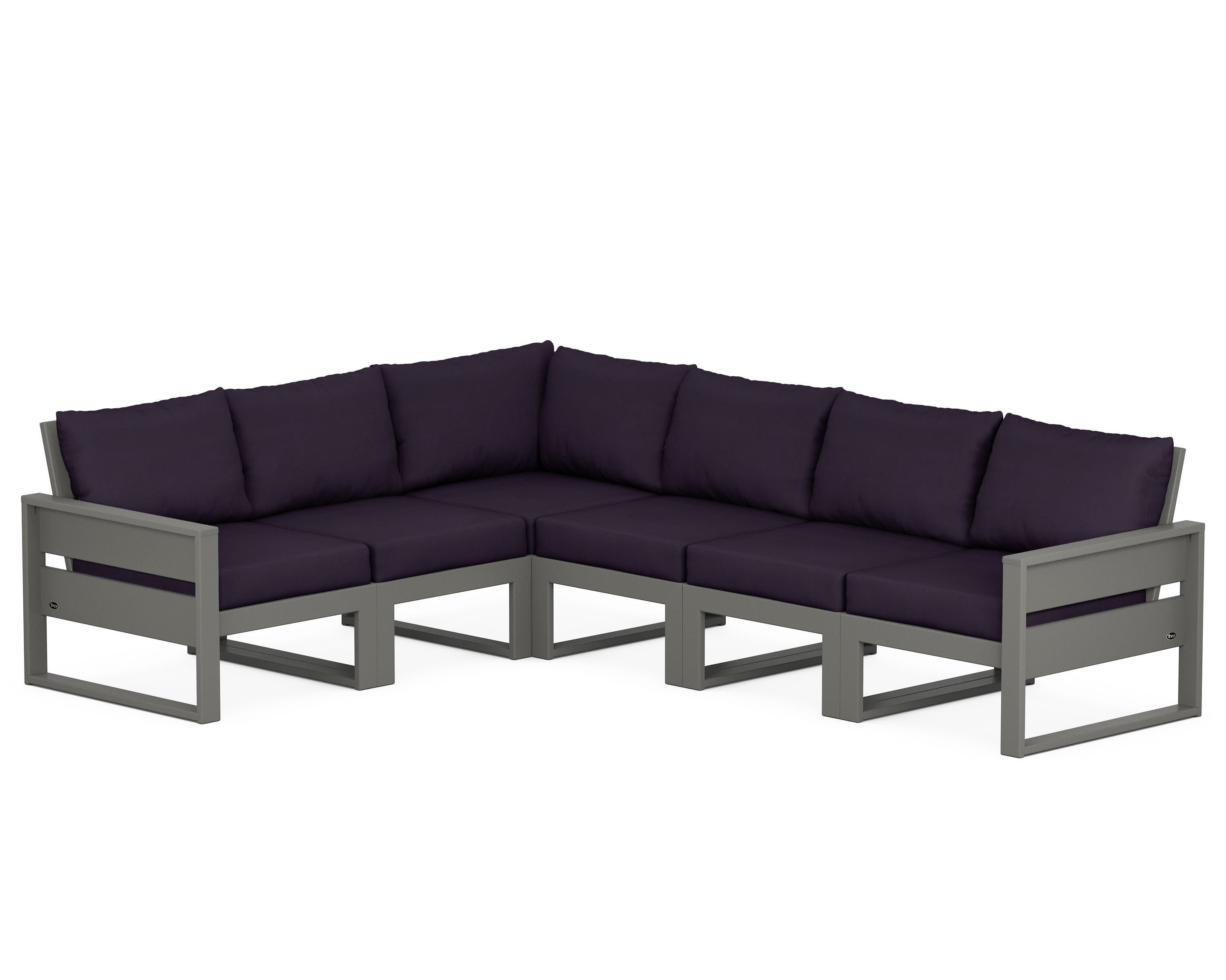 Eastport 6-Piece Sectional in Stepping Stone / Navy Linen