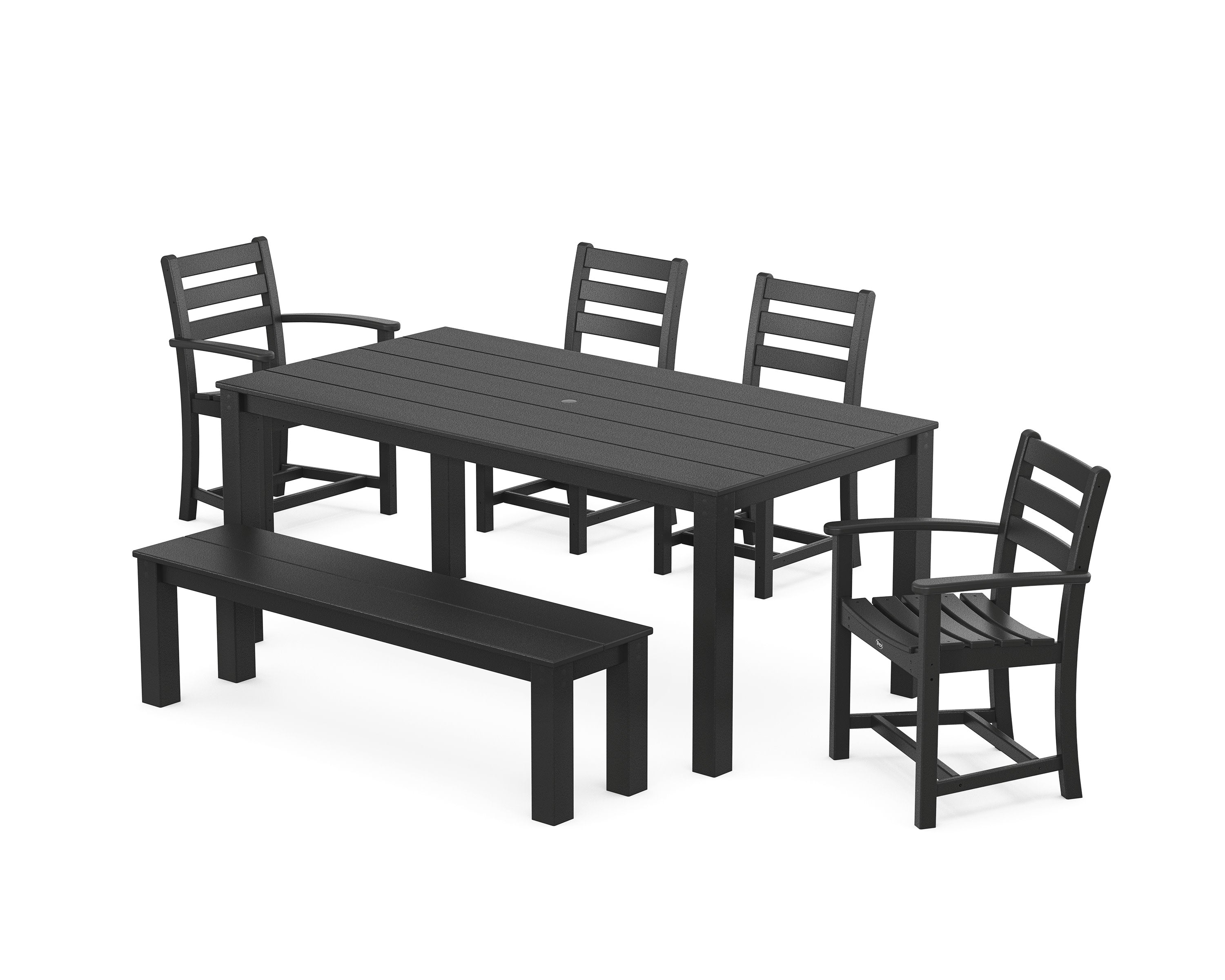 Monterey Bay 6-Piece Parsons Dining Set with Bench in Charcoal Black