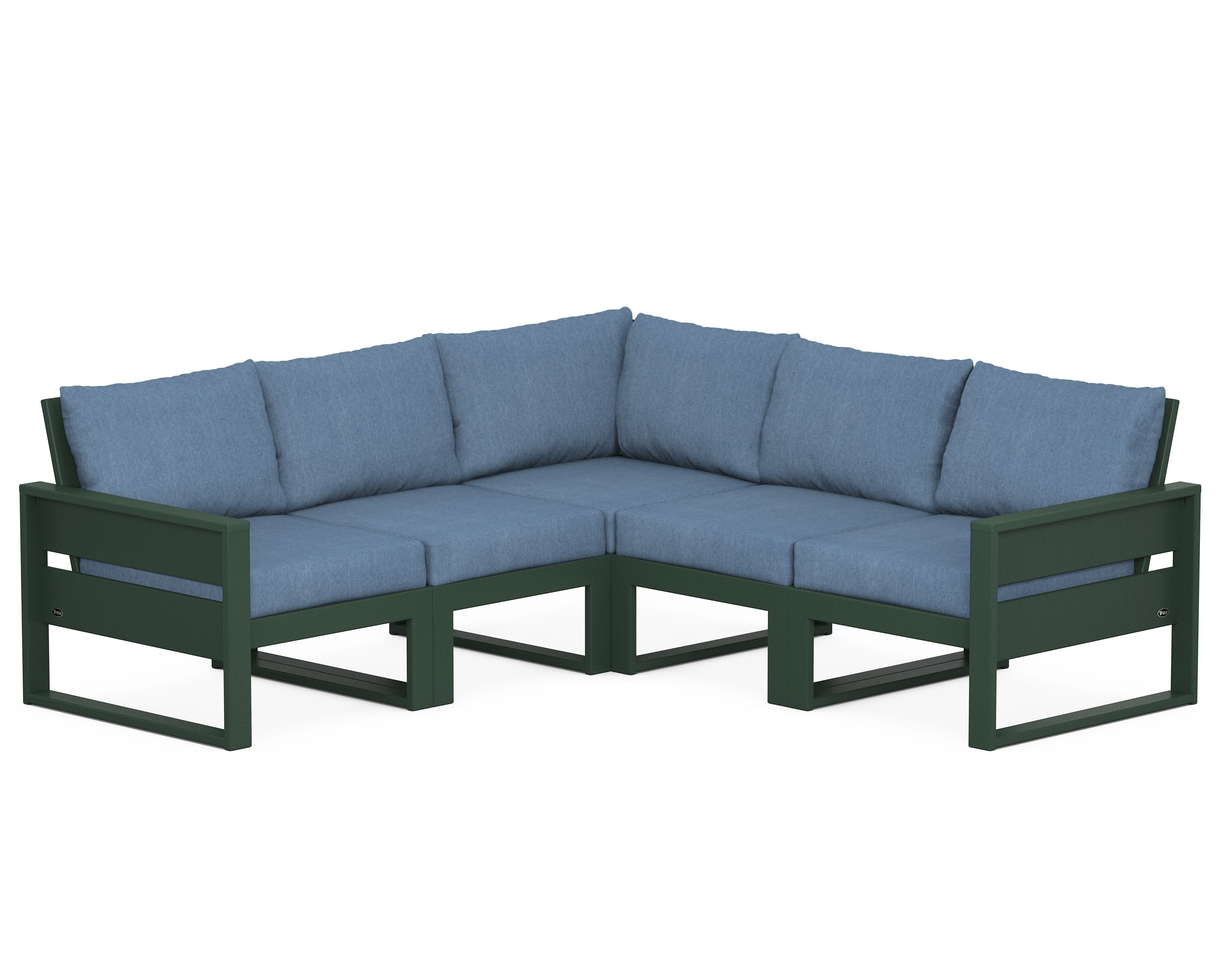 Eastport 5-Piece Sectional in Rainforest Canopy / Sky Blue