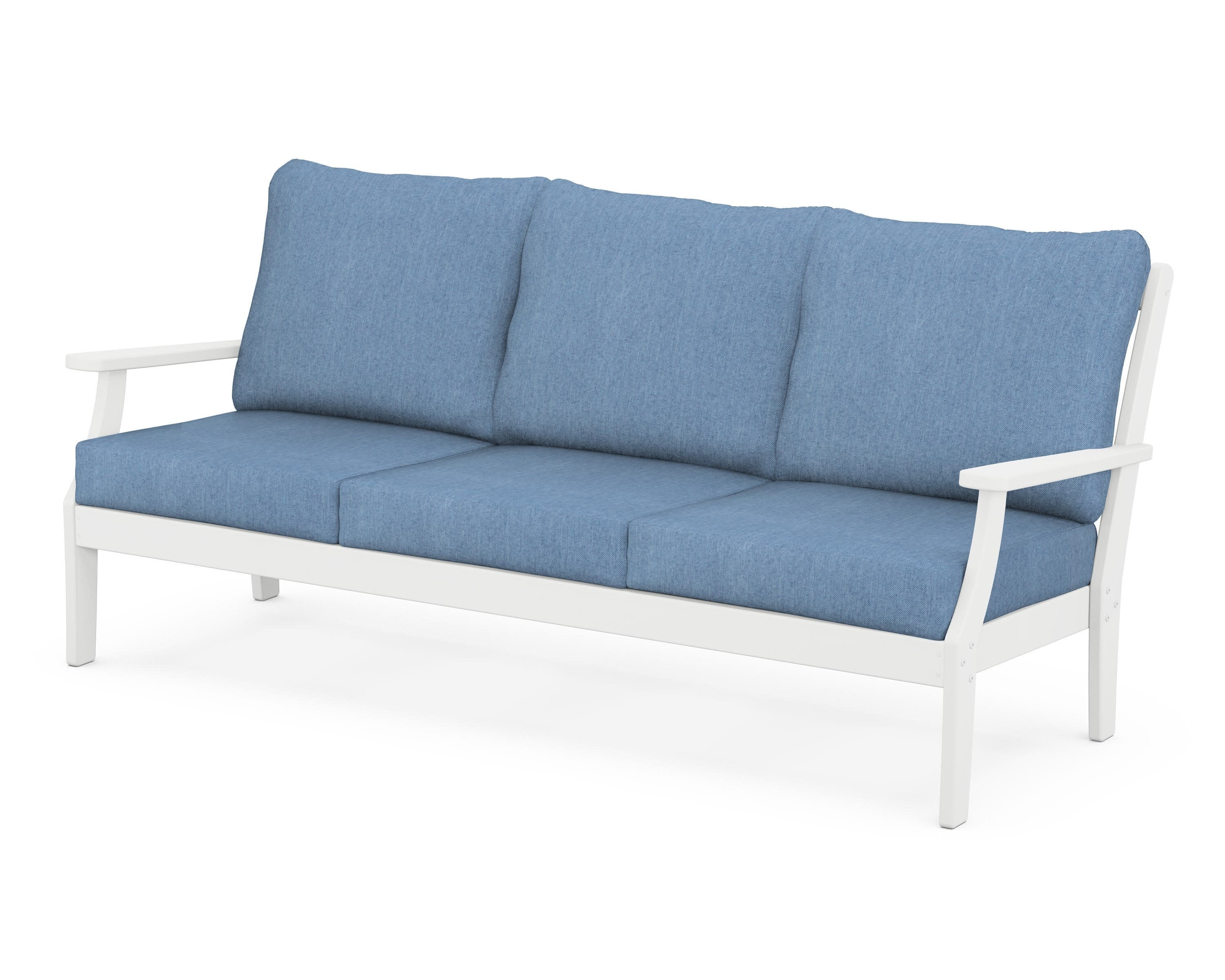 Yacht Club Deep Seating Sofa in Classic White / Sky Blue
