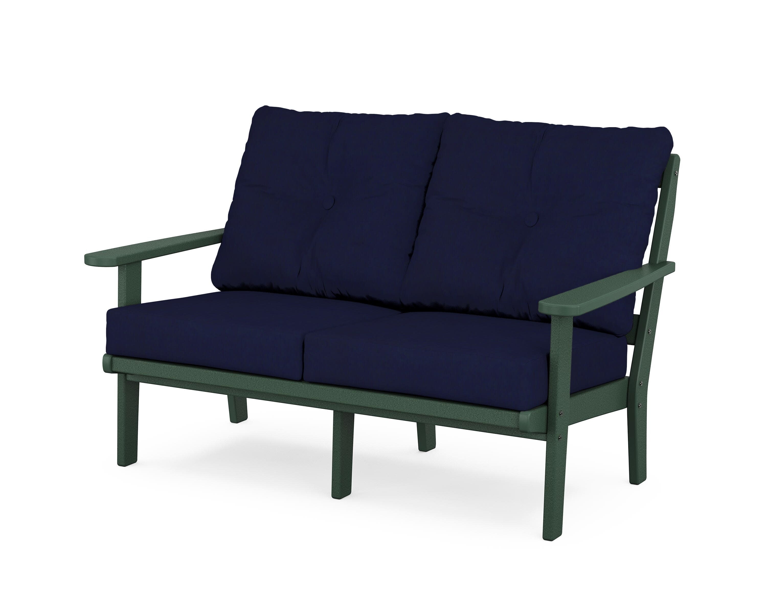 Cape Cod Deep Seating Loveseat in Rainforest Canopy / Navy