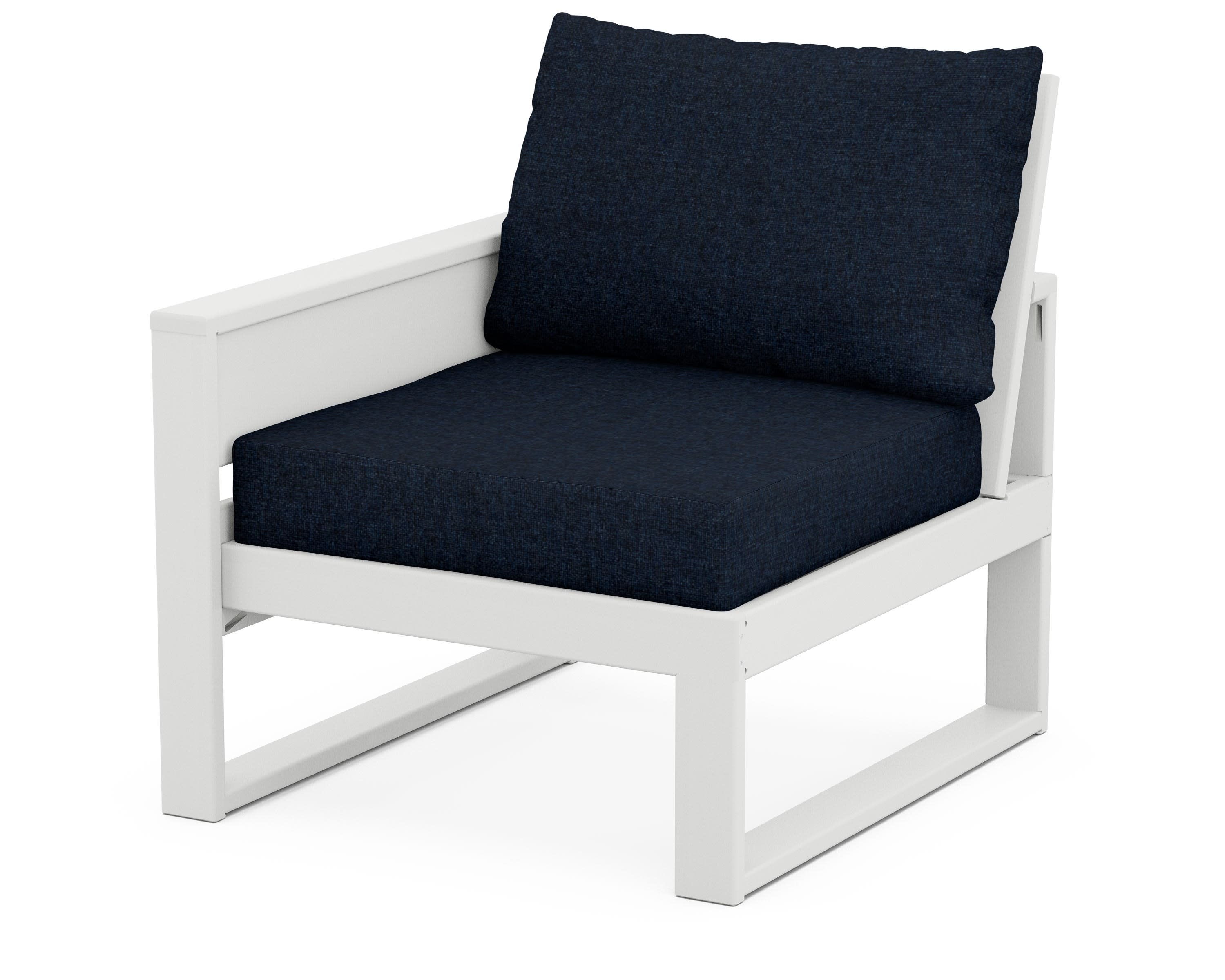 Eastport Modular Left Arm Chair in Classic White / Marine Indigo