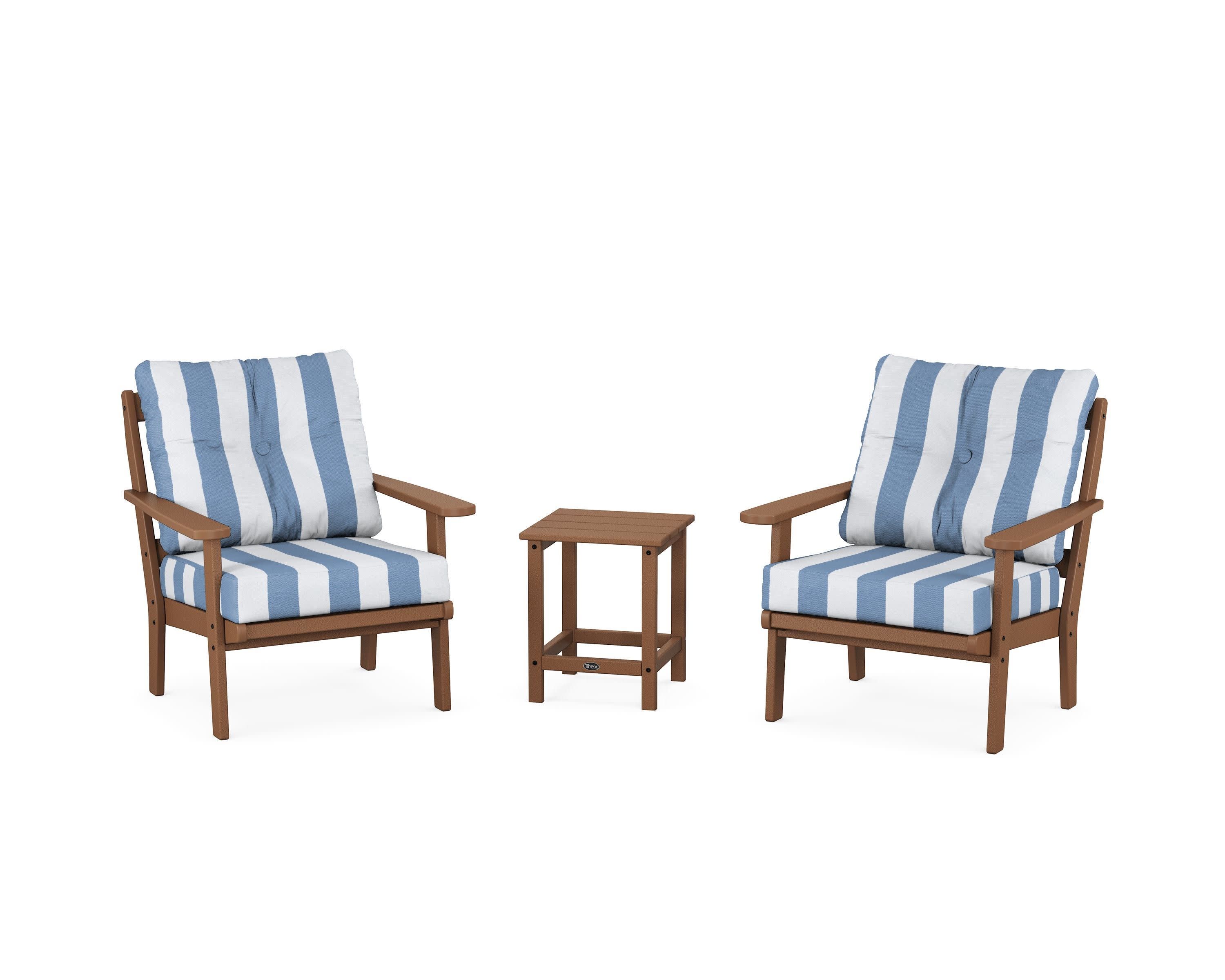 Cape Cod 3-Piece Deep Seating Set in Tree House / Cabana Stripe Sky Blue