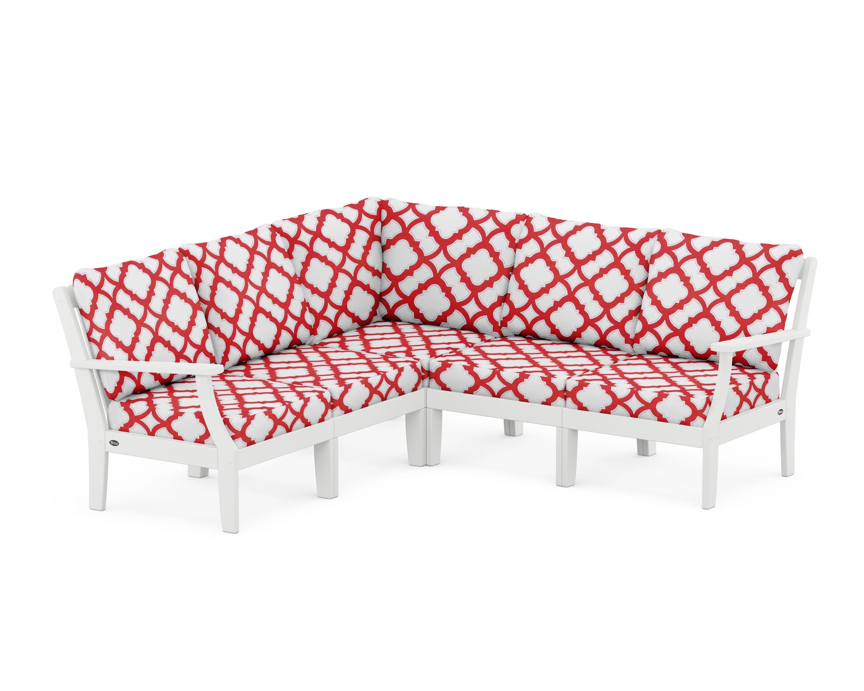 Yacht Club Modular 5-Piece Deep Seating Set in Classic White / Trellis Crimson