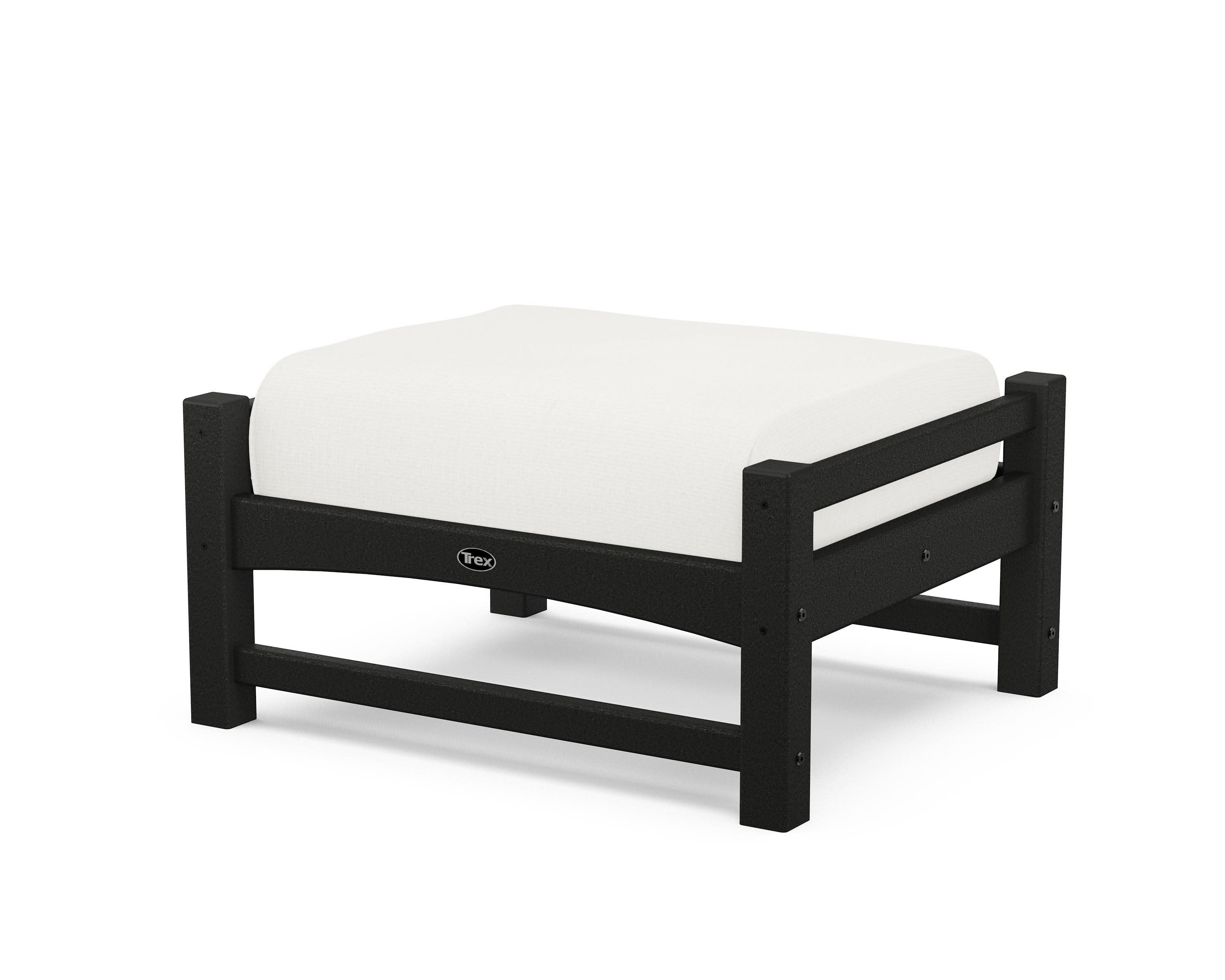 Rockport Club Ottoman in Charcoal Black / Natural Linen