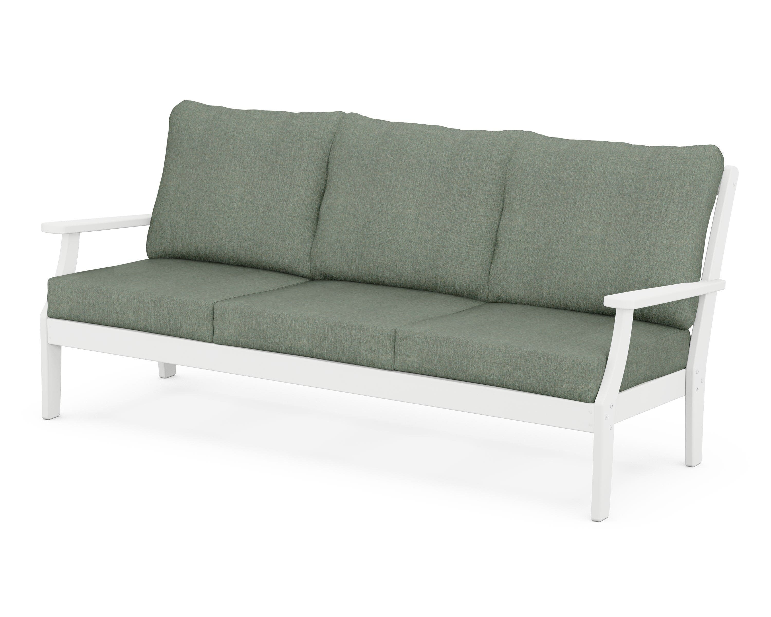 Yacht Club Deep Seating Sofa in Classic White / Cast Sage