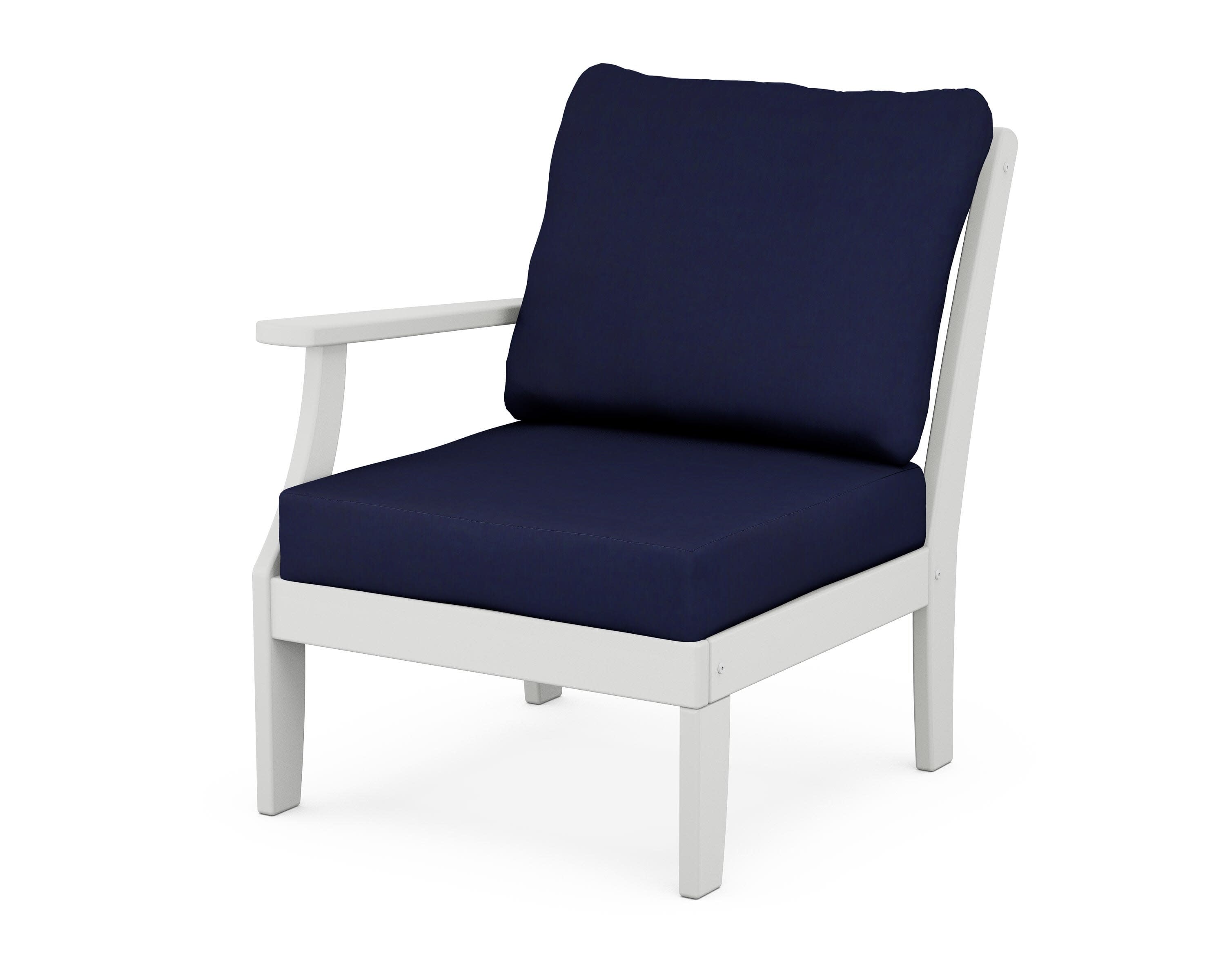 Yacht Club Modular Left Arm Chair in Classic White / Navy