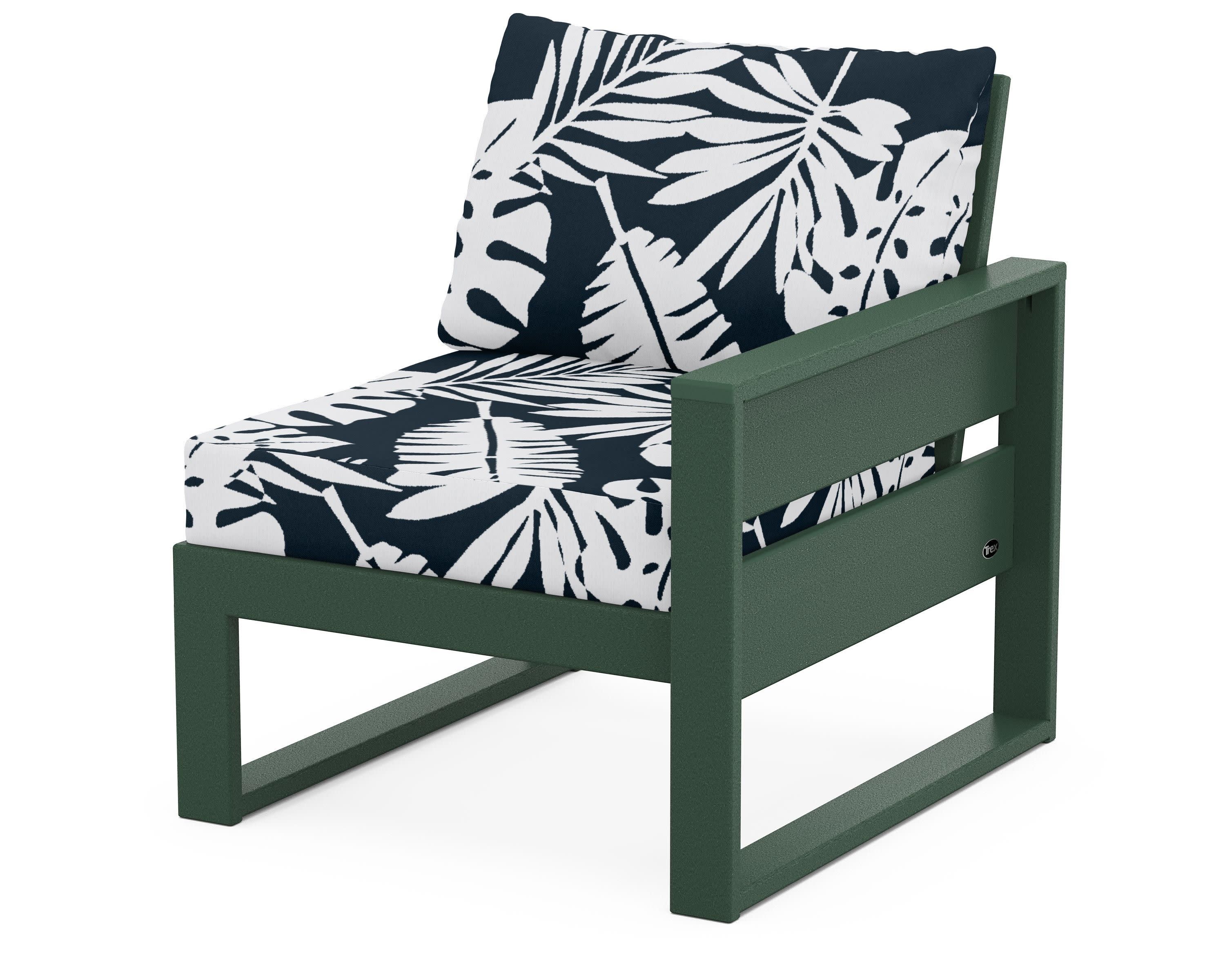 Eastport Modular Right Arm Chair in Rainforest Canopy / Leaf Marine Indigo