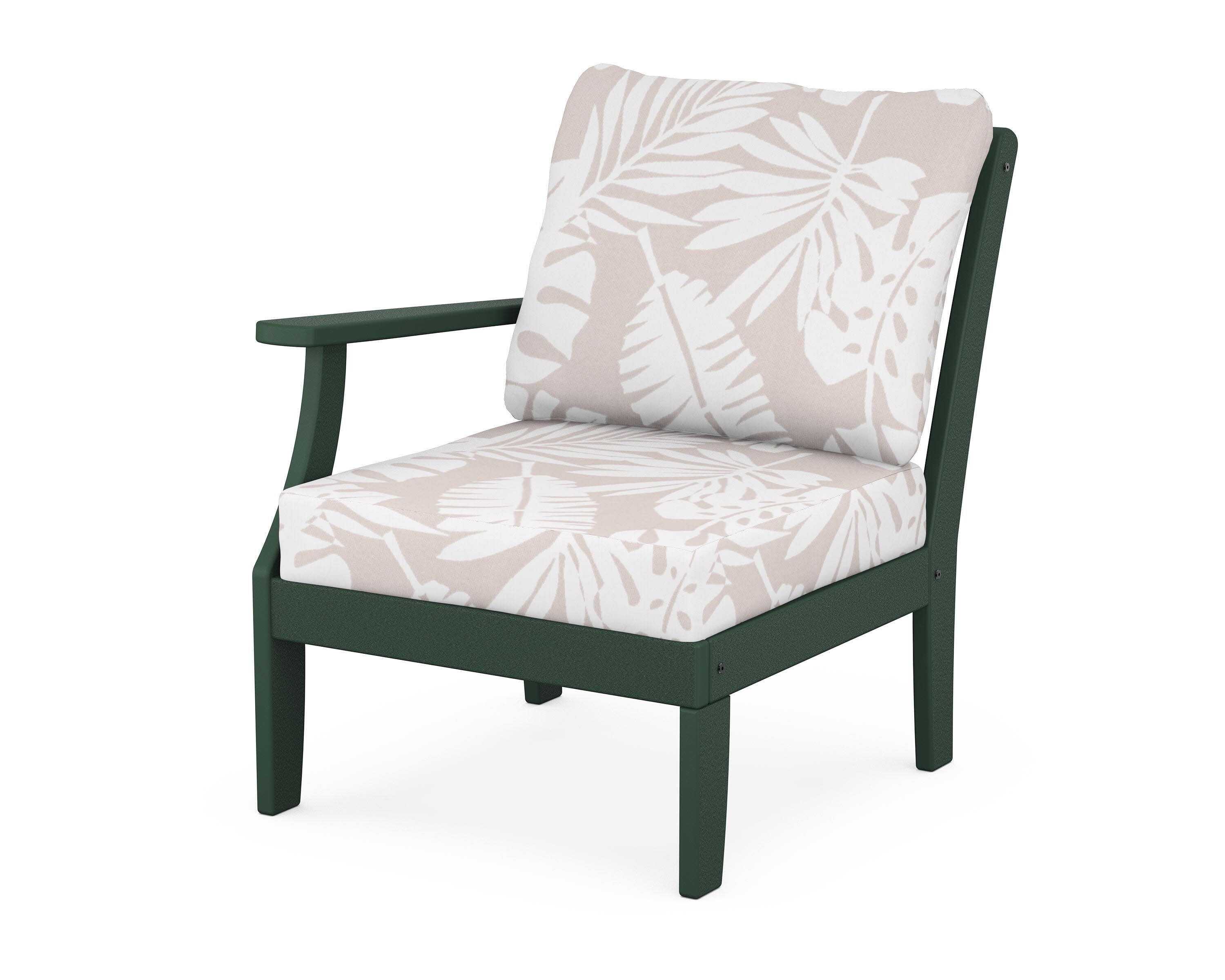 Yacht Club Modular Left Arm Chair in Rainforest Canopy / Leaf Dune Burlap