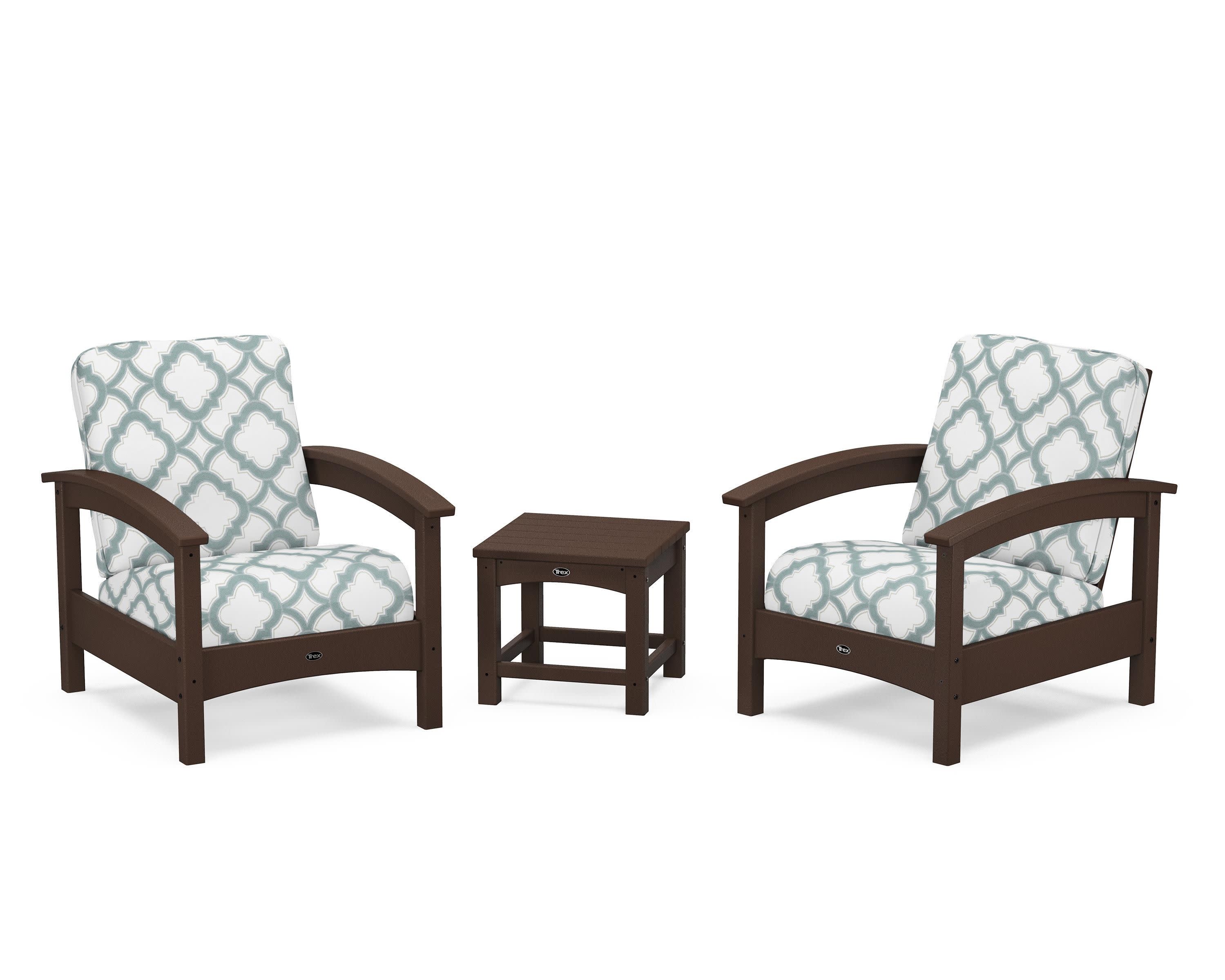 Rockport Club 3-Piece Deep Seating Conversation Set in Vintage Lantern / Trellis Glacier Spa
