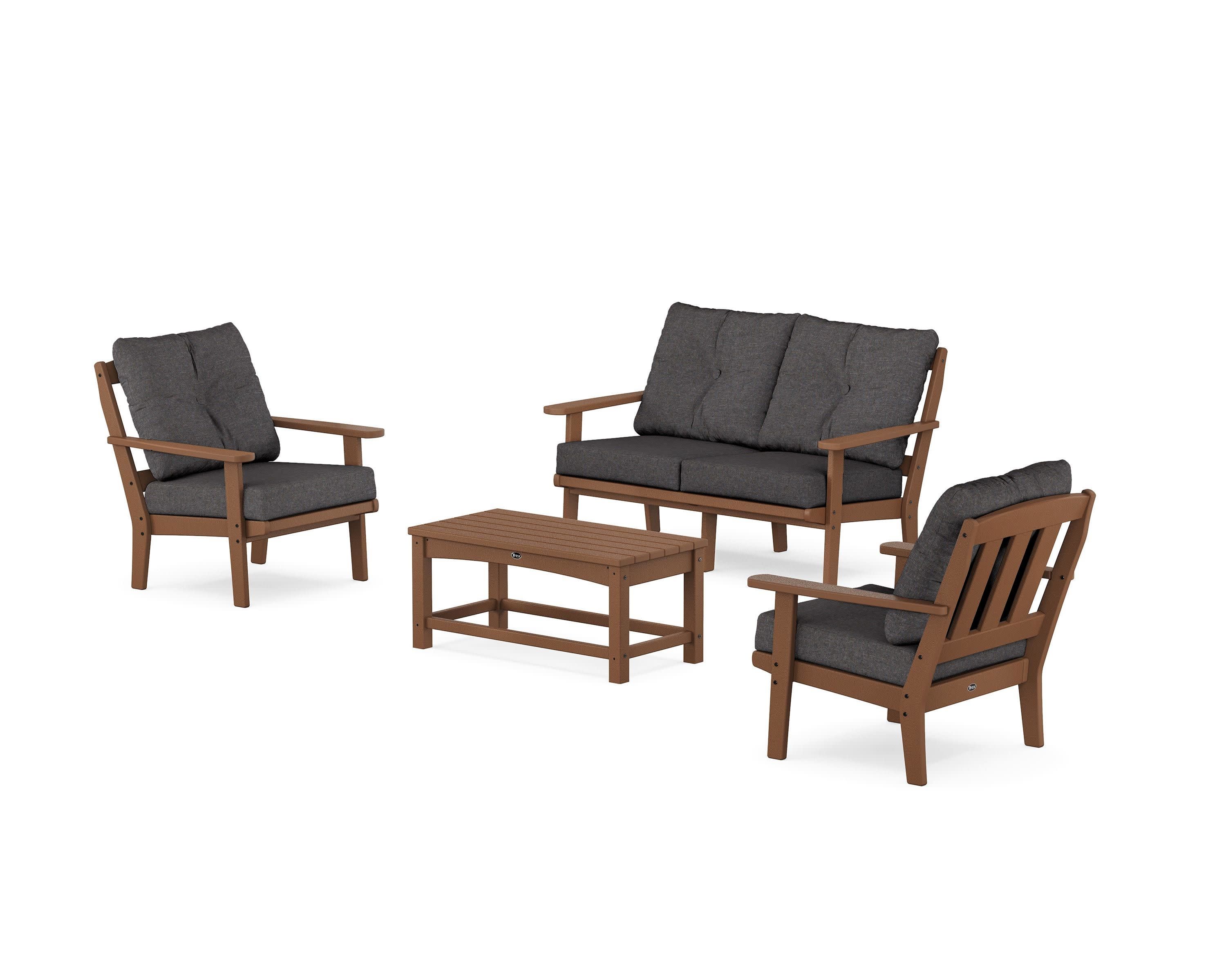 Cape Cod 4-Piece Deep Seating Set with Loveseat in Tree House / Ash Charcoal