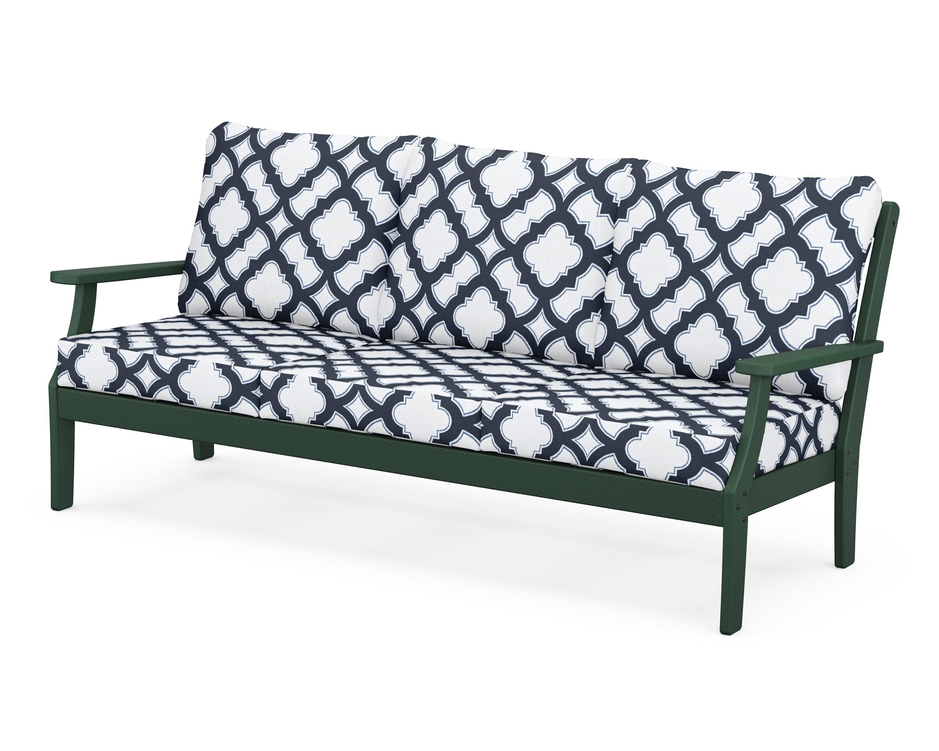 Yacht Club Deep Seating Sofa in Rainforest Canopy / Trellis Marine Indigo