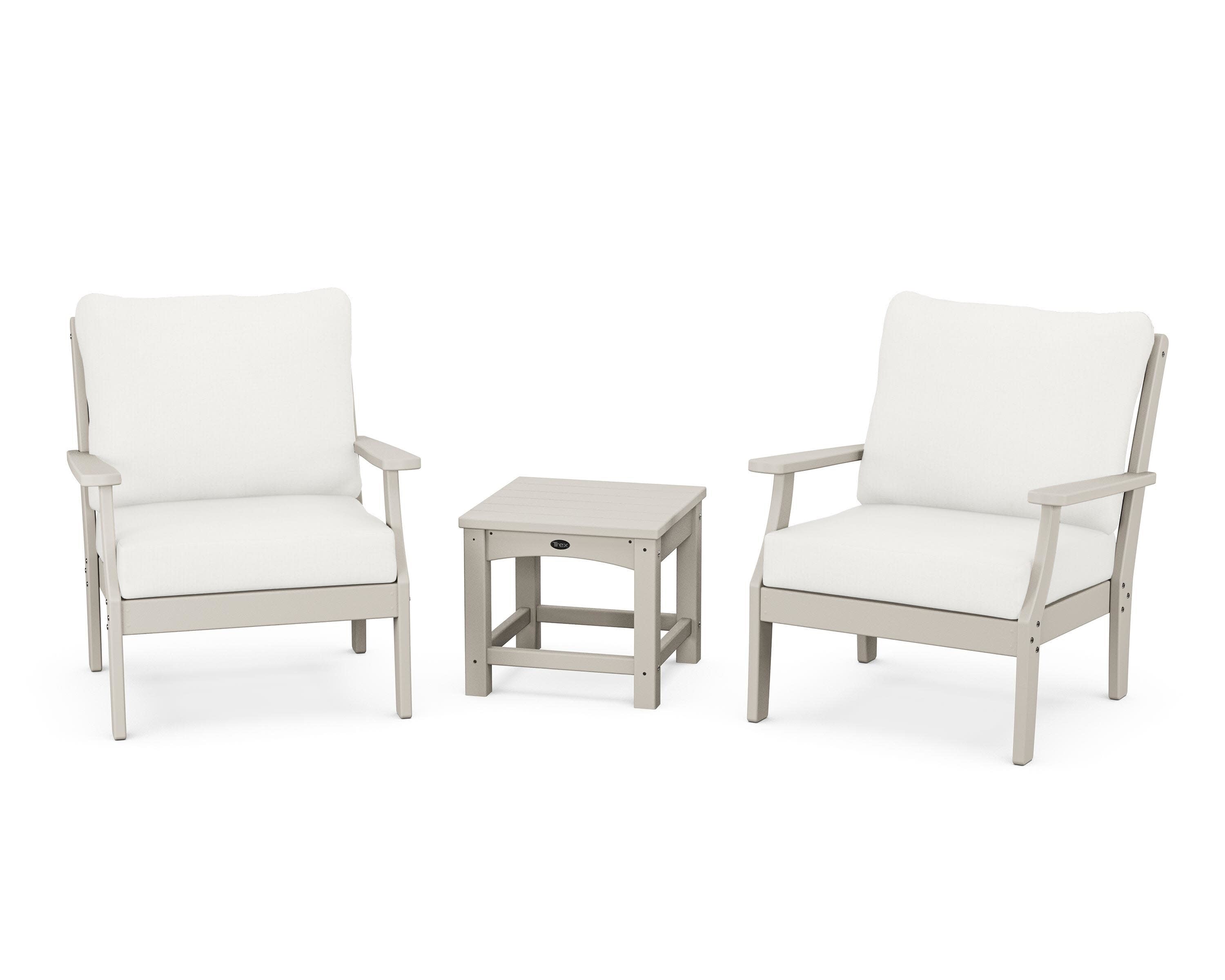 Yacht Club 3-Piece Deep Seating Set in Sand Castle / Natural Linen