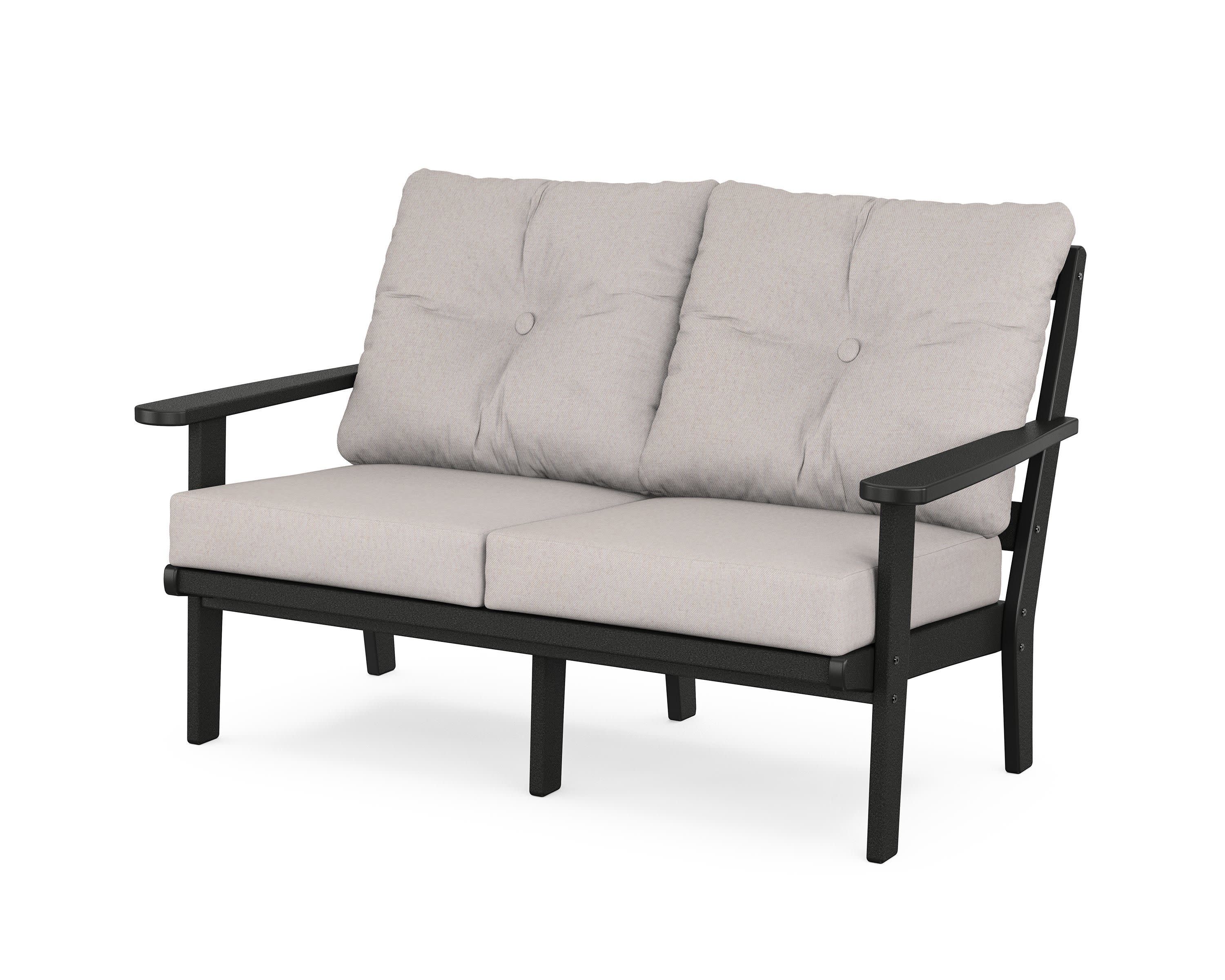 Cape Cod Deep Seating Loveseat in Charcoal Black / Dune Burlap