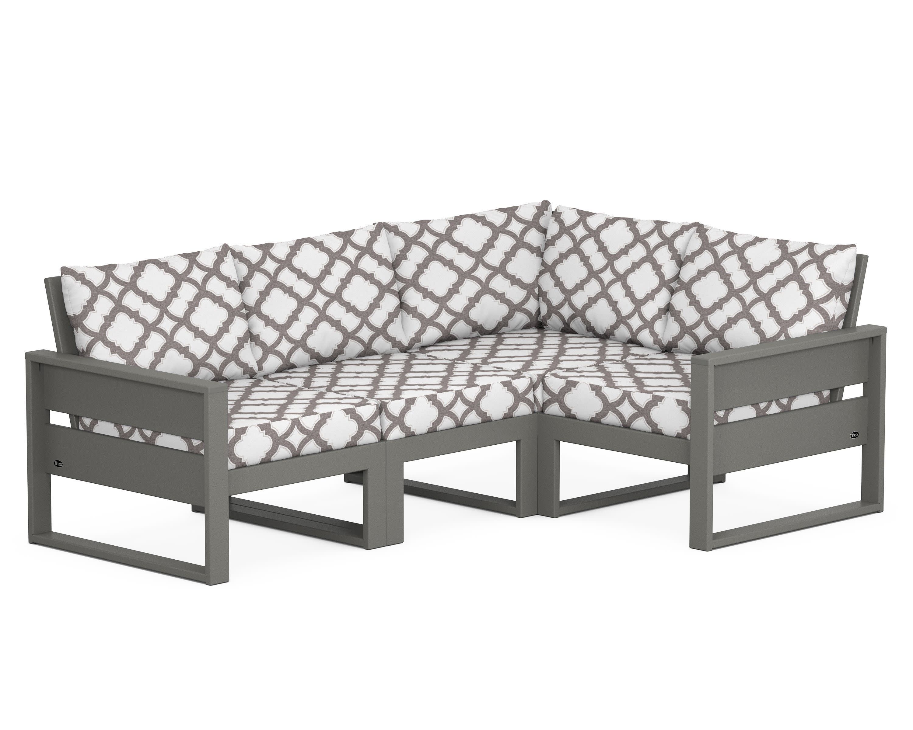 Eastport 4- Piece Sectional in Stepping Stone / Trellis Grey Mist