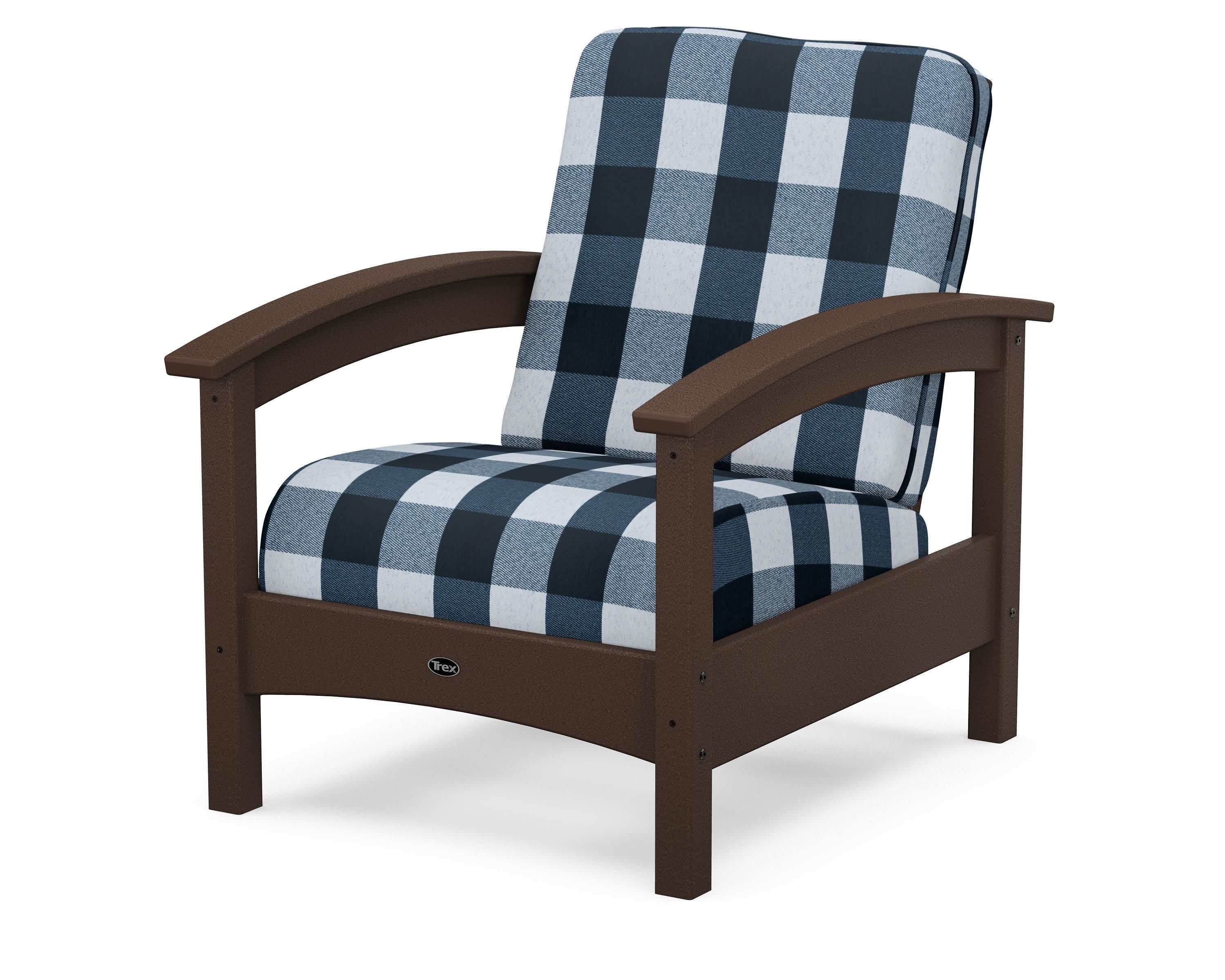 Rockport Club Chair in Vintage Lantern / Buffalo Plaid Marine Indigo