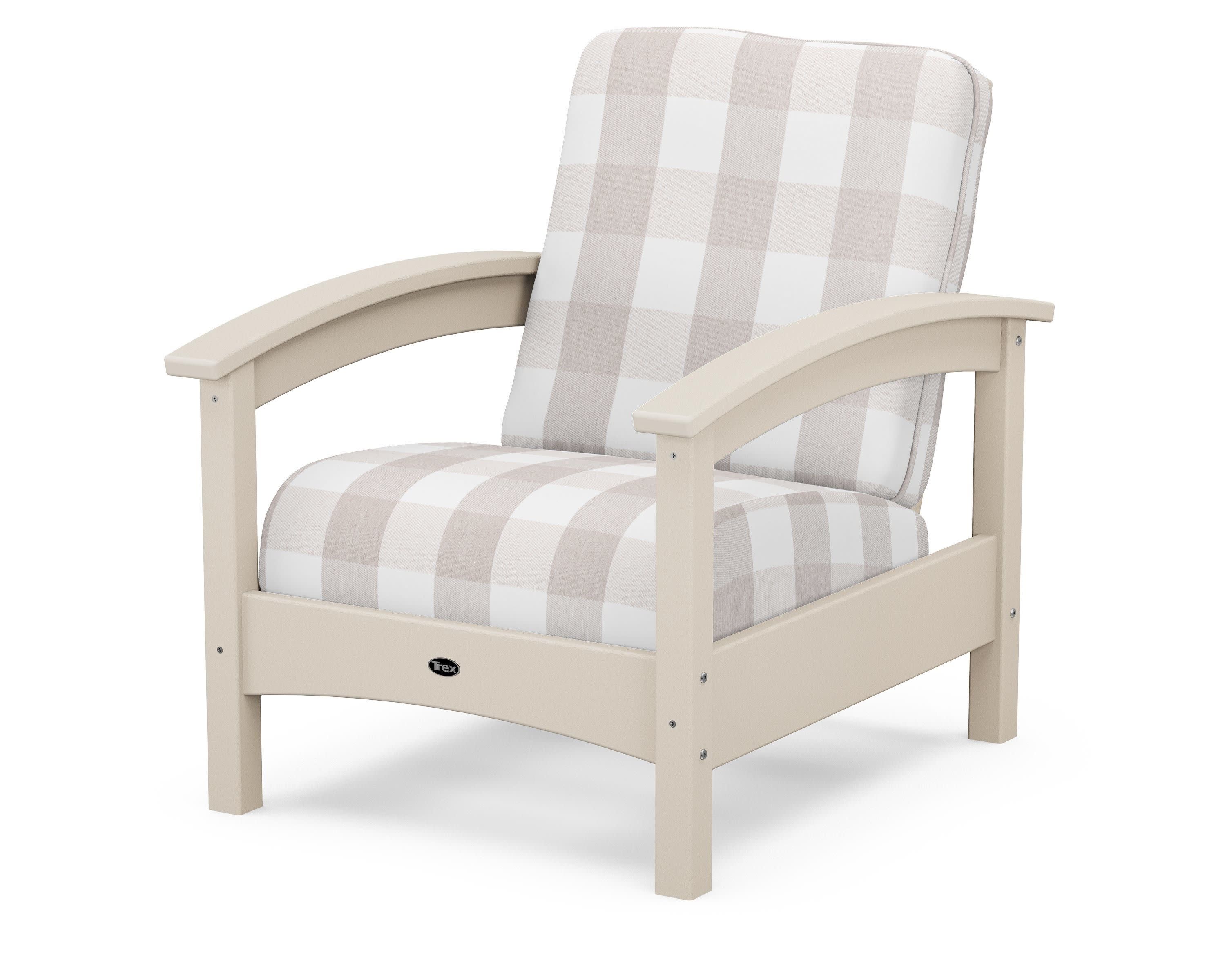 Rockport Club Chair in Sand Castle / Buffalo Plaid Dune Burlap