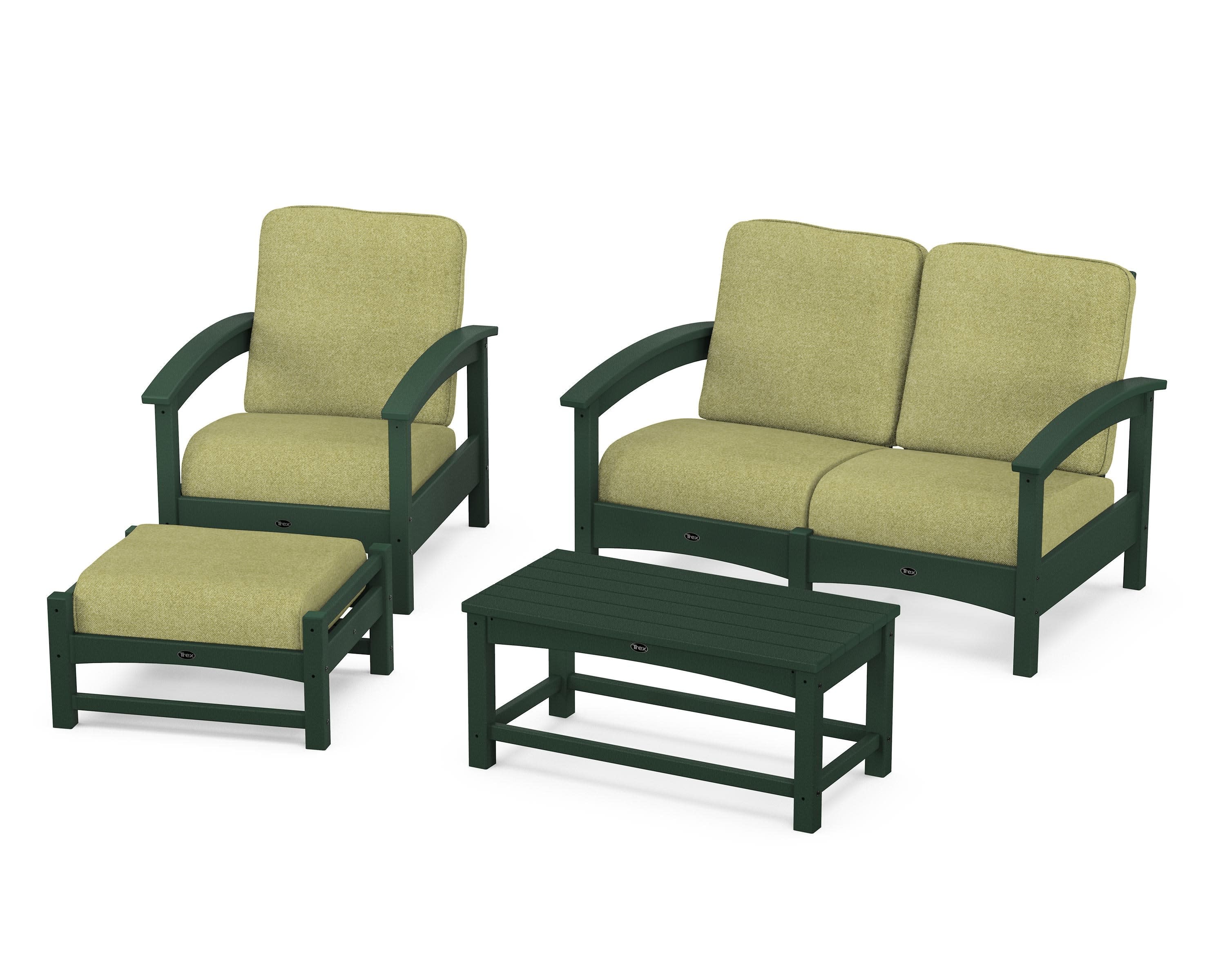 Rockport 4-Piece Deep Seating Conversation Group in Rainforest Canopy / Chartreuse Boucle