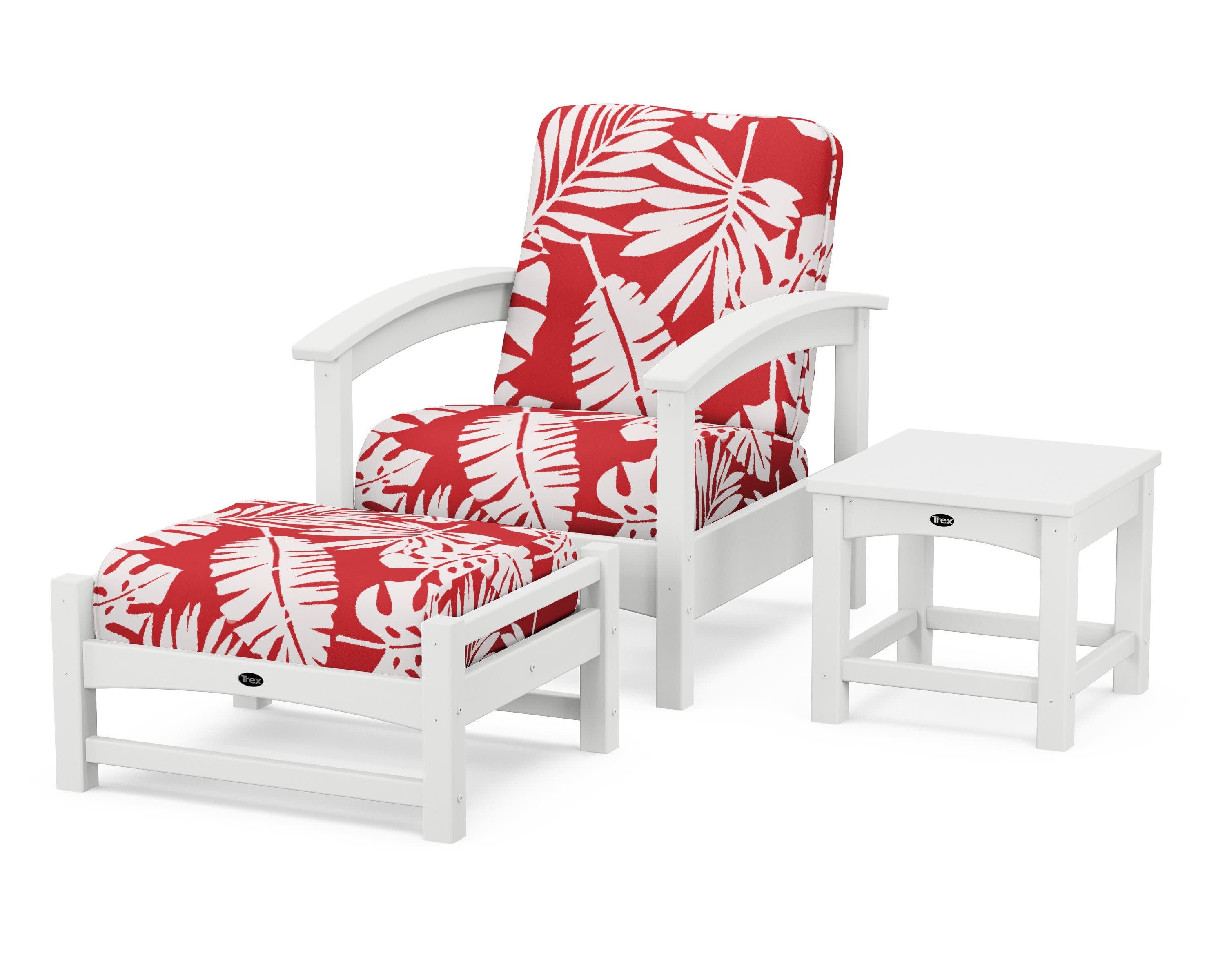 Rockport 3-Piece Deep Seating Set in Classic White / Leaf Crimson