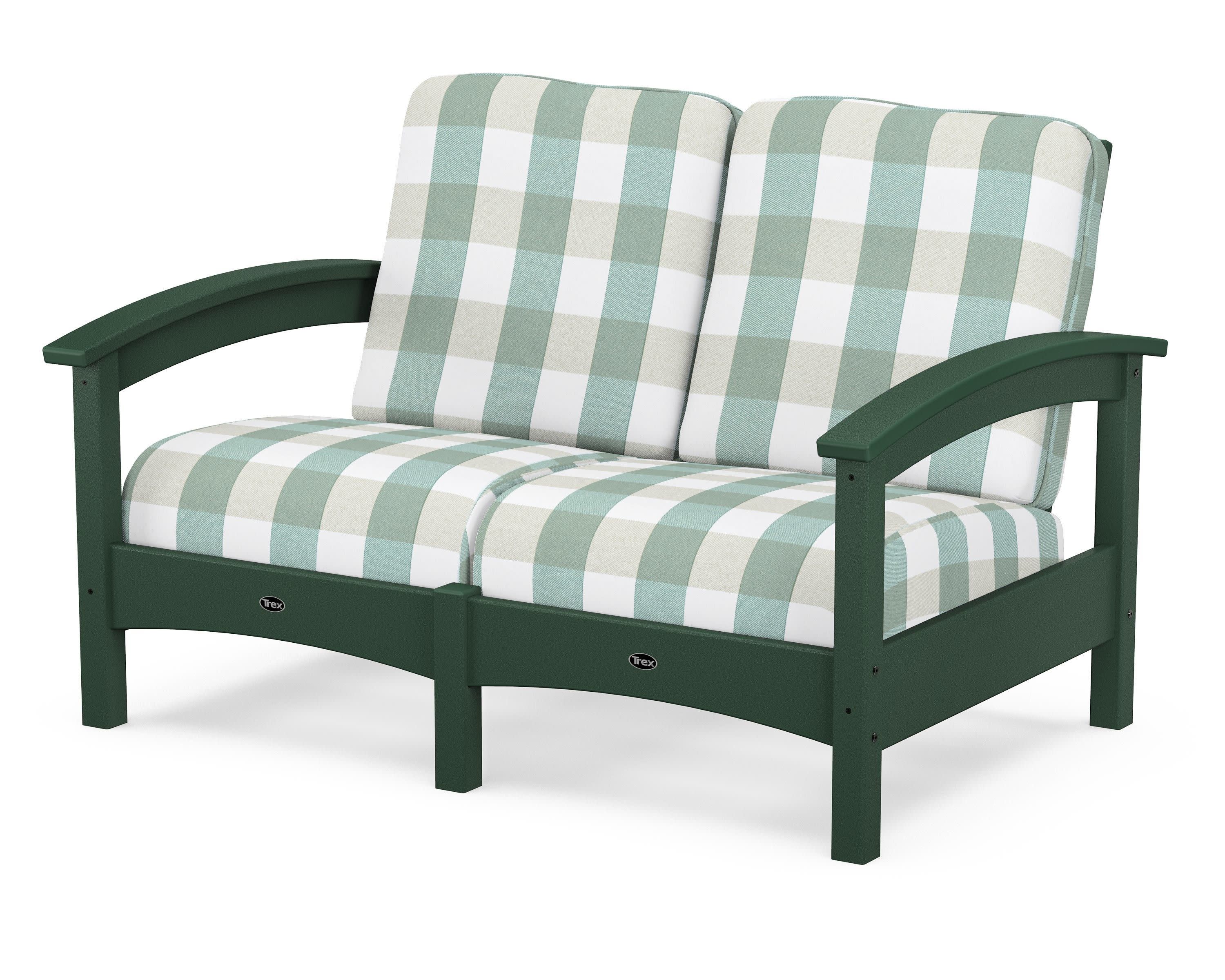 Rockport Club Loveseat in Rainforest Canopy / Buffalo Plaid Glacier Spa