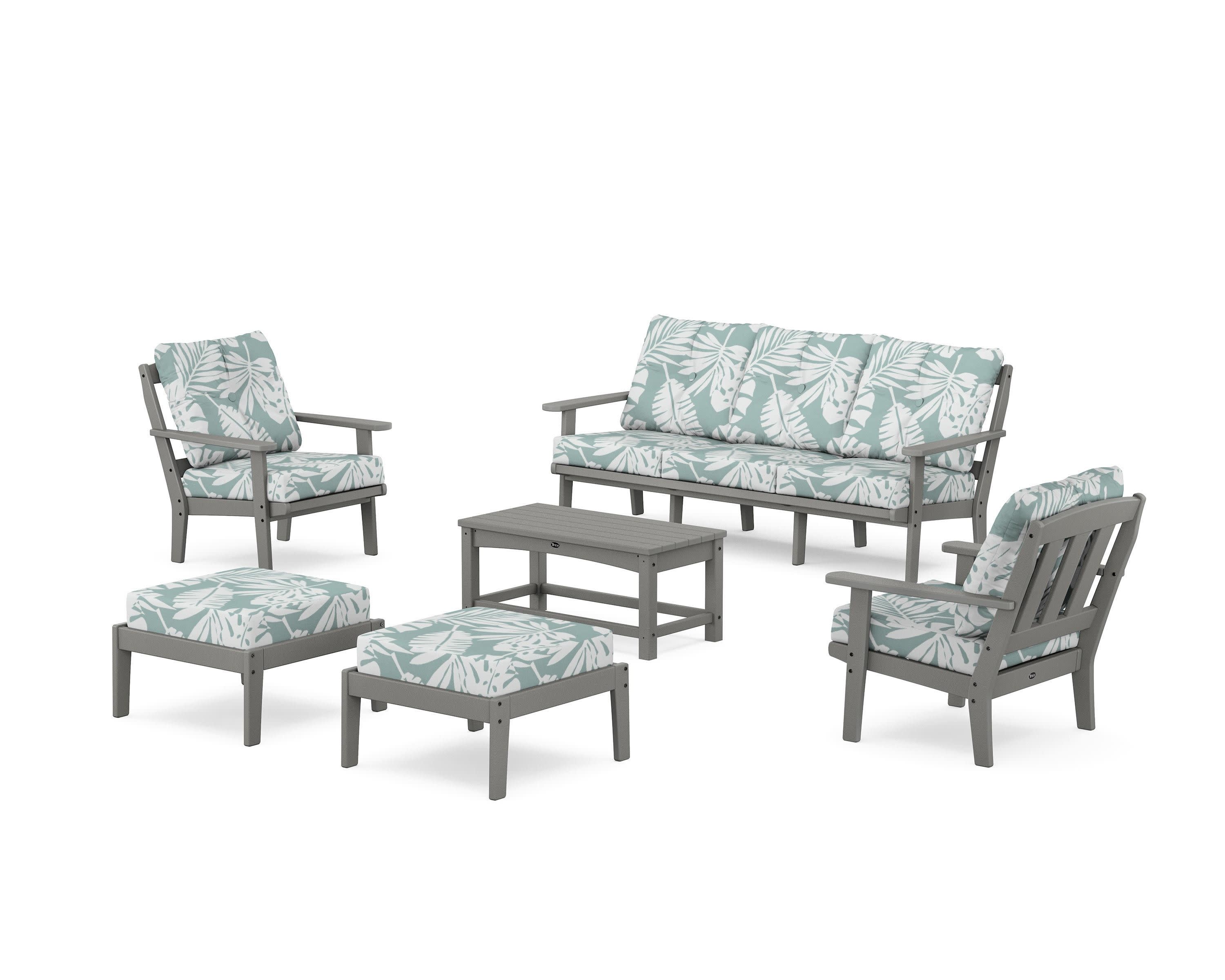 Cape Cod 6-Piece Lounge Sofa Set in Stepping Stone / Leaf Glacier Spa
