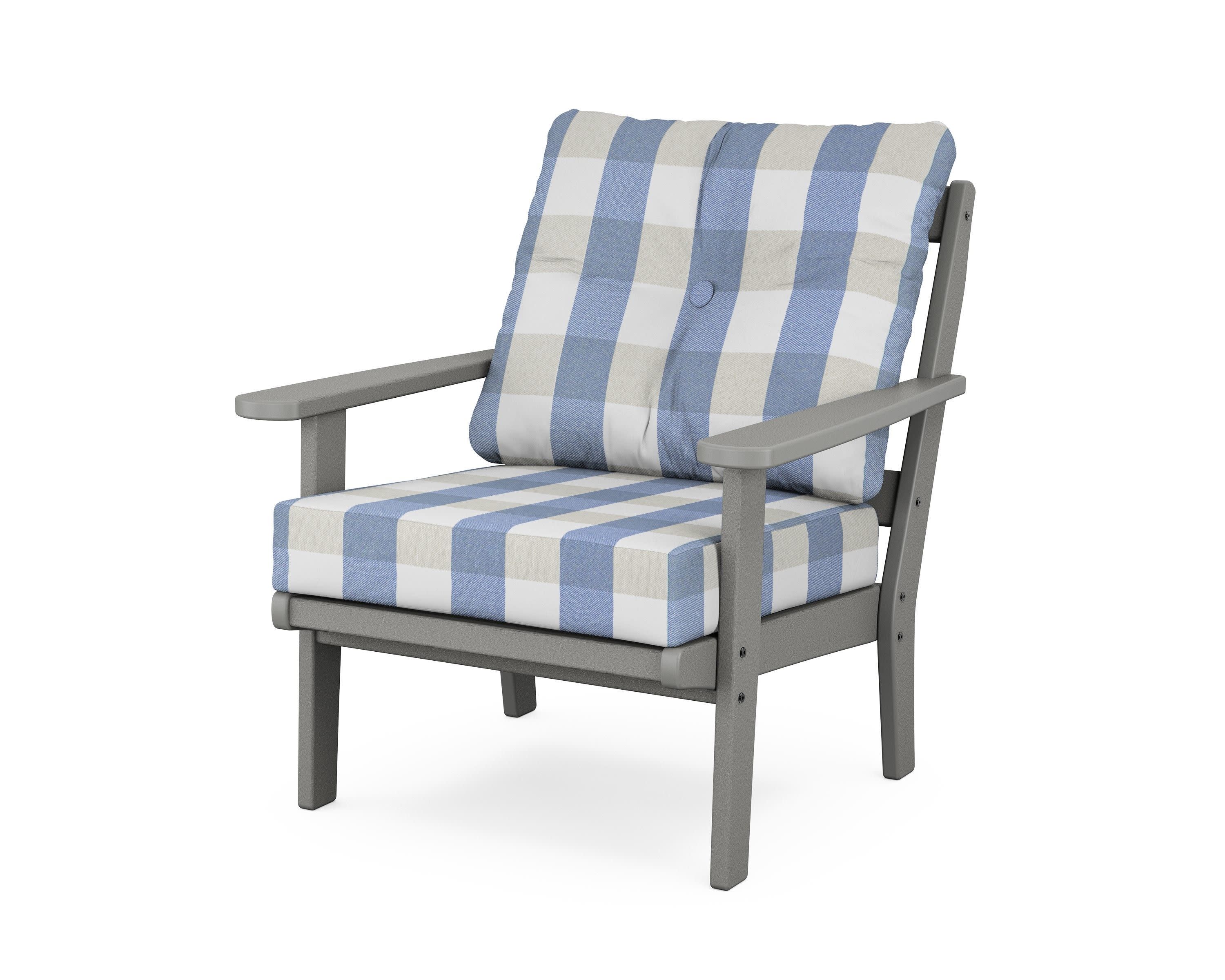 Cape Cod Deep Seating Chair in Stepping Stone / Buffalo Plaid Sky Blue