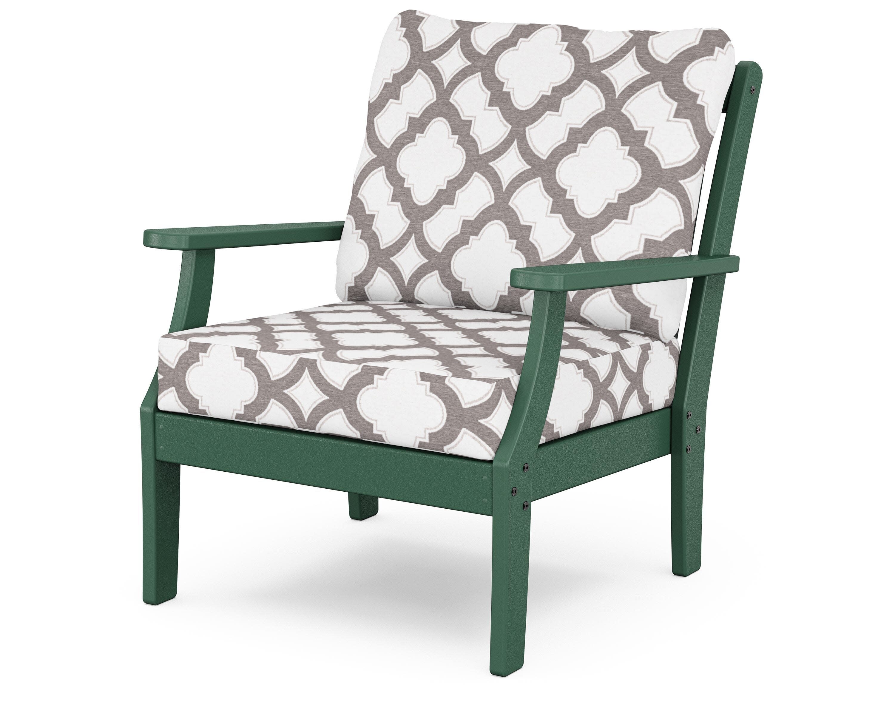 Yacht Club Deep Seating Chair in Rainforest Canopy / Trellis Grey Mist