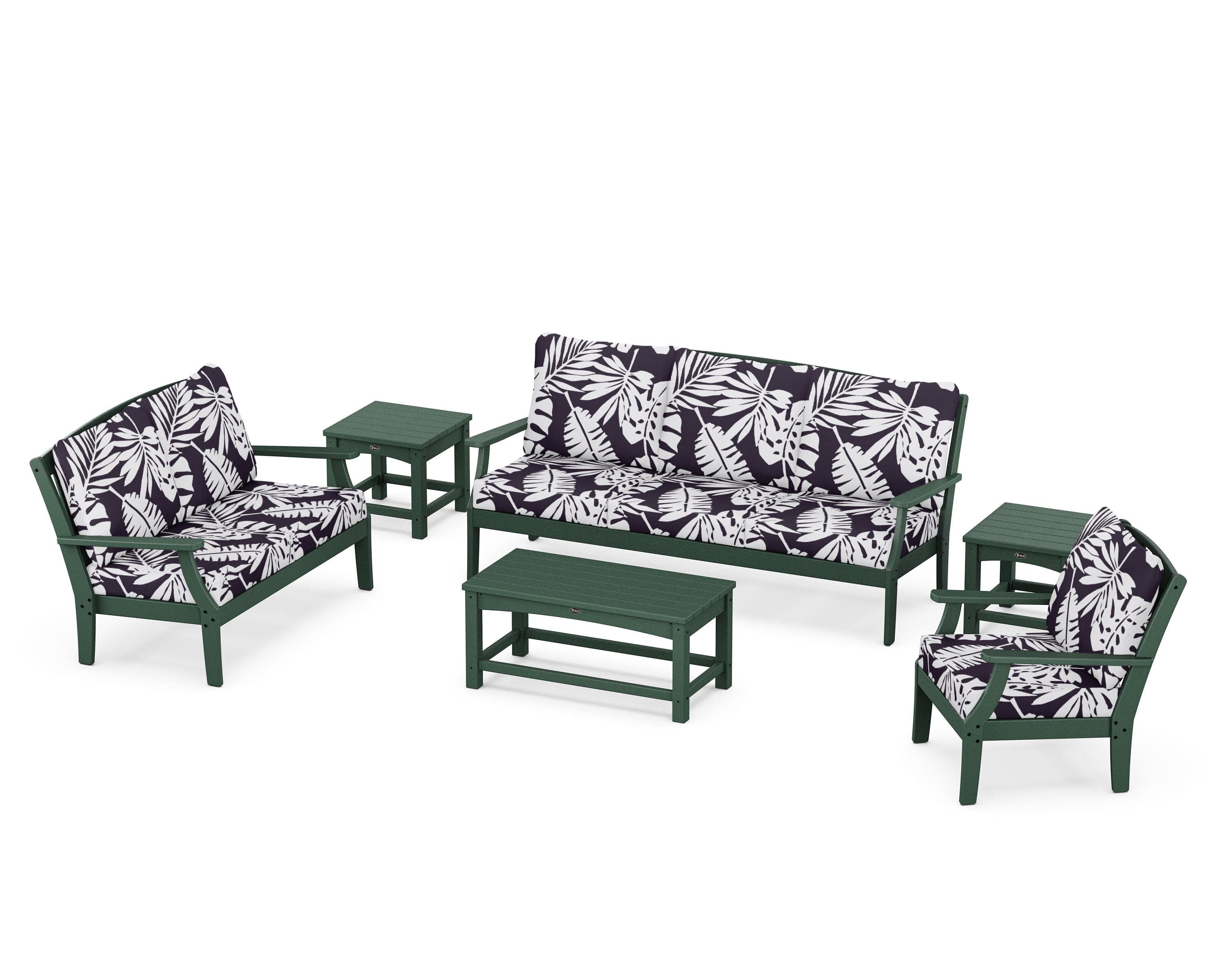 Yacht Club 6-Piece Deep Seating Set in Rainforest Canopy / Leaf Navy