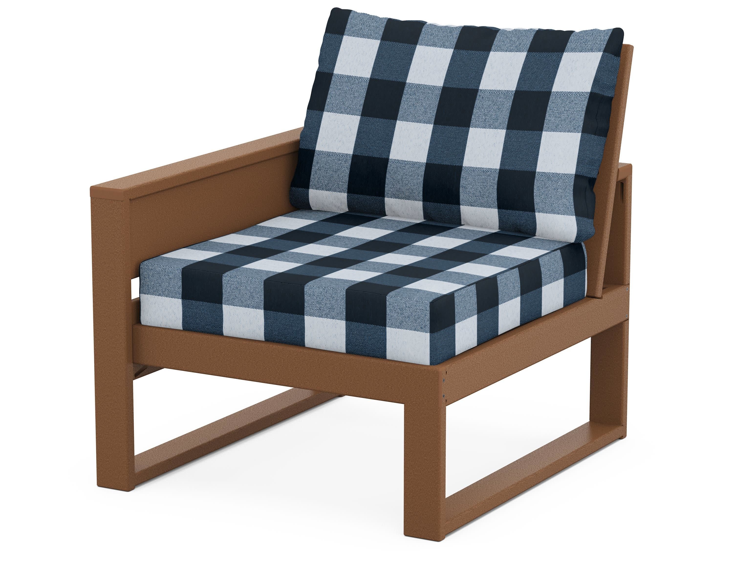 Eastport Modular Left Arm Chair in Tree House / Buffalo Plaid Marine Indigo