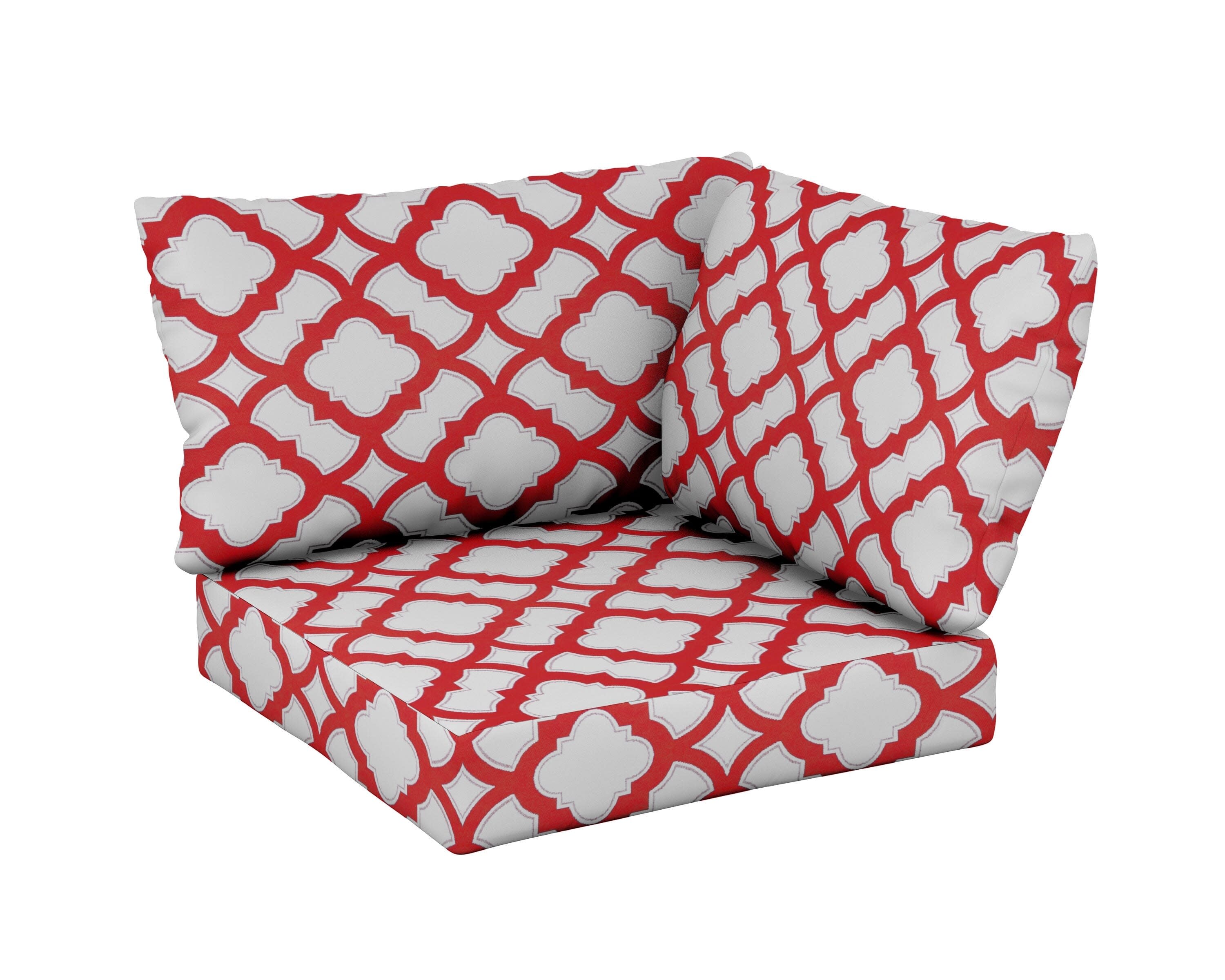 Modular Corner Cushion Set in Trellis Crimson