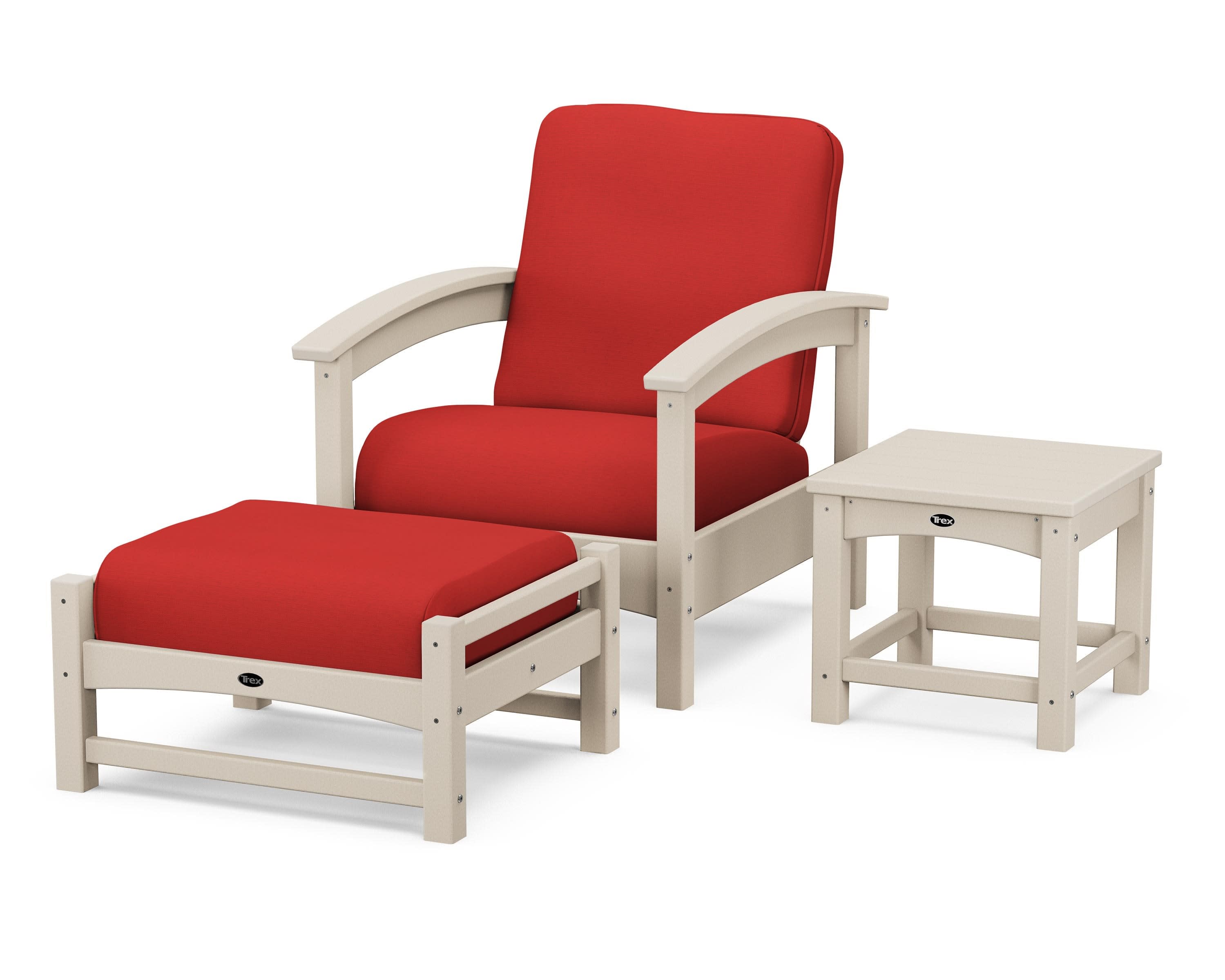 Rockport 3-Piece Deep Seating Set in Sand Castle / Crimson Linen