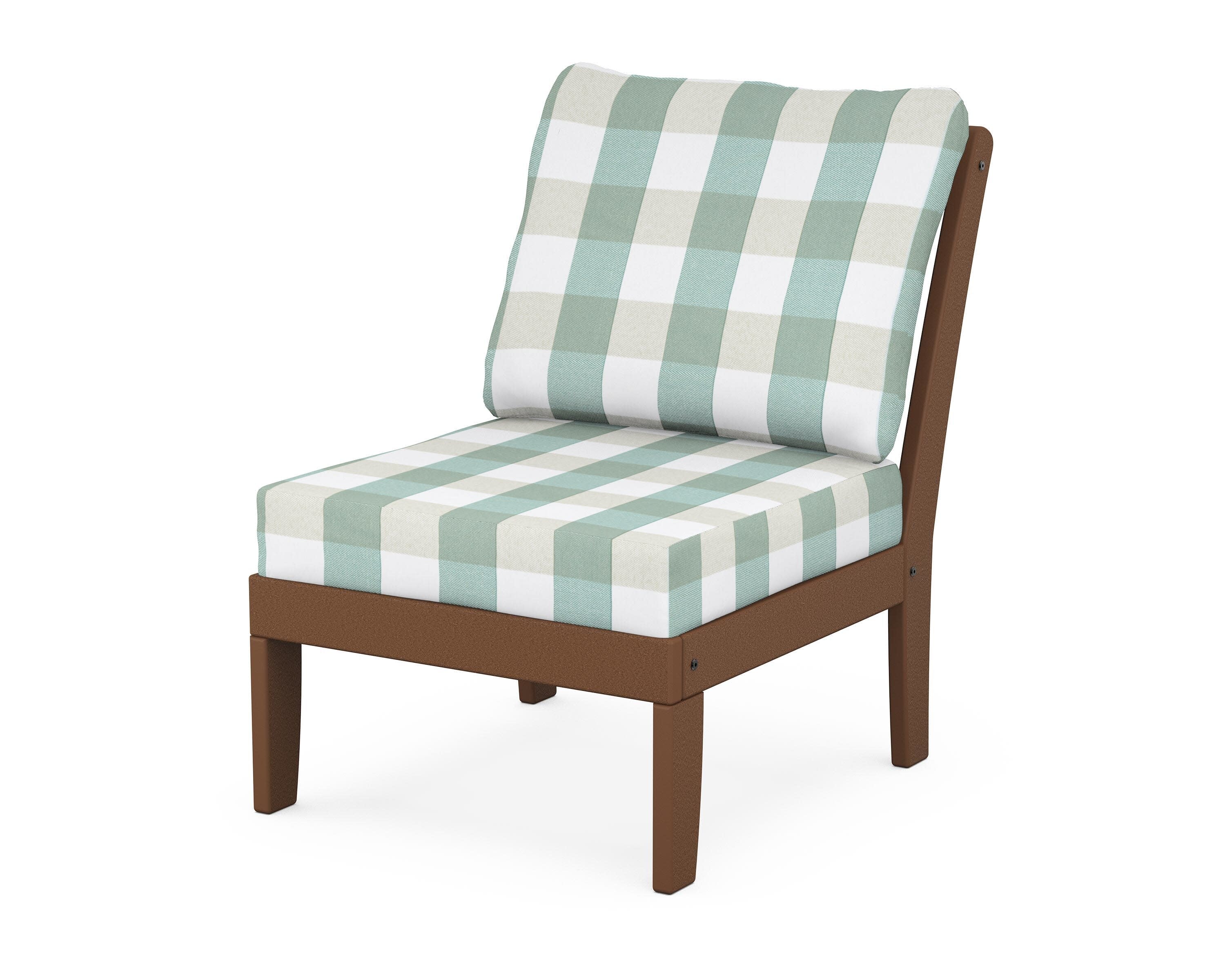 Yacht Club Modular Armless Chair in Tree House / Buffalo Plaid Glacier Spa