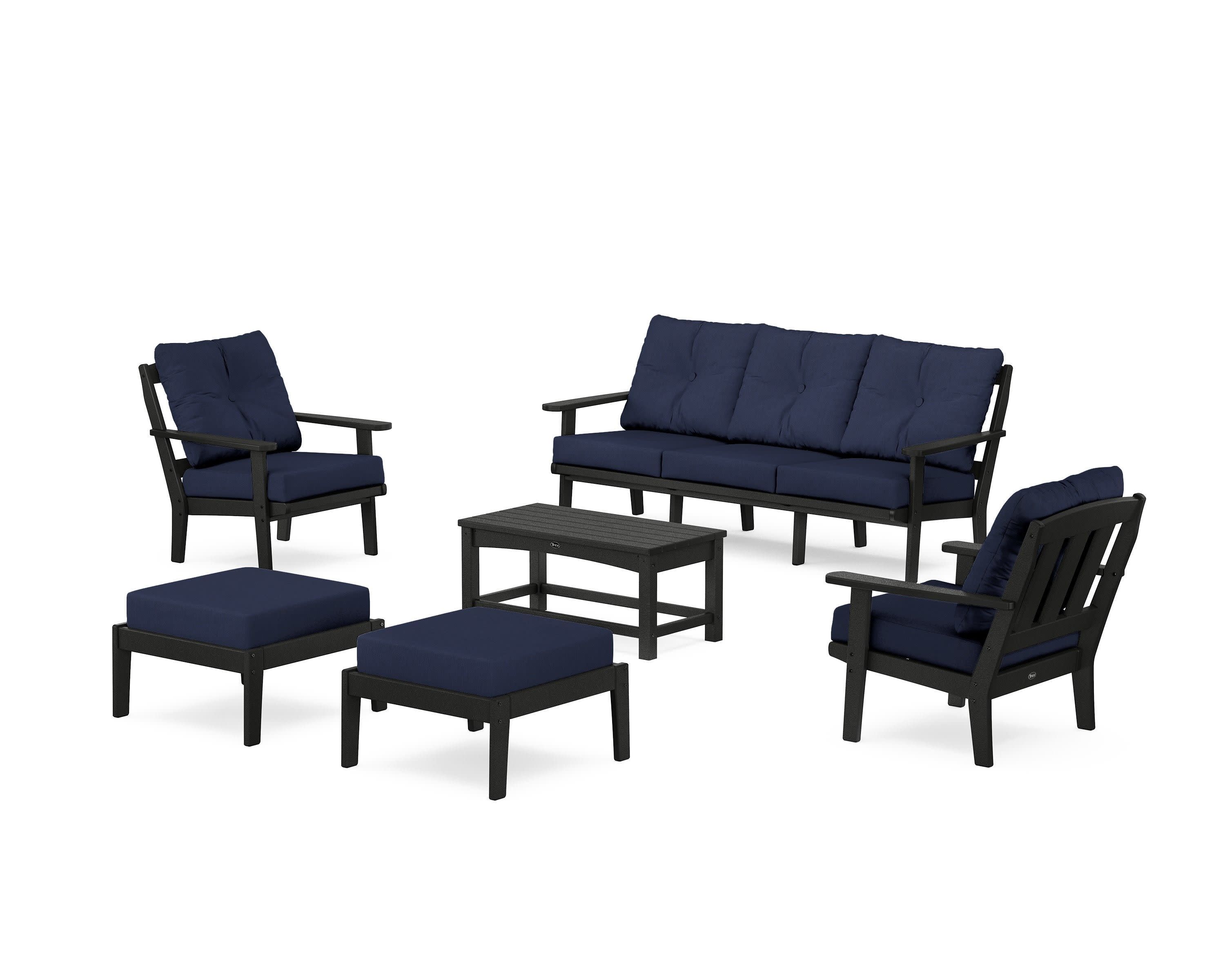 Cape Cod 6-Piece Lounge Sofa Set in Charcoal Black / Spectrum Indigo