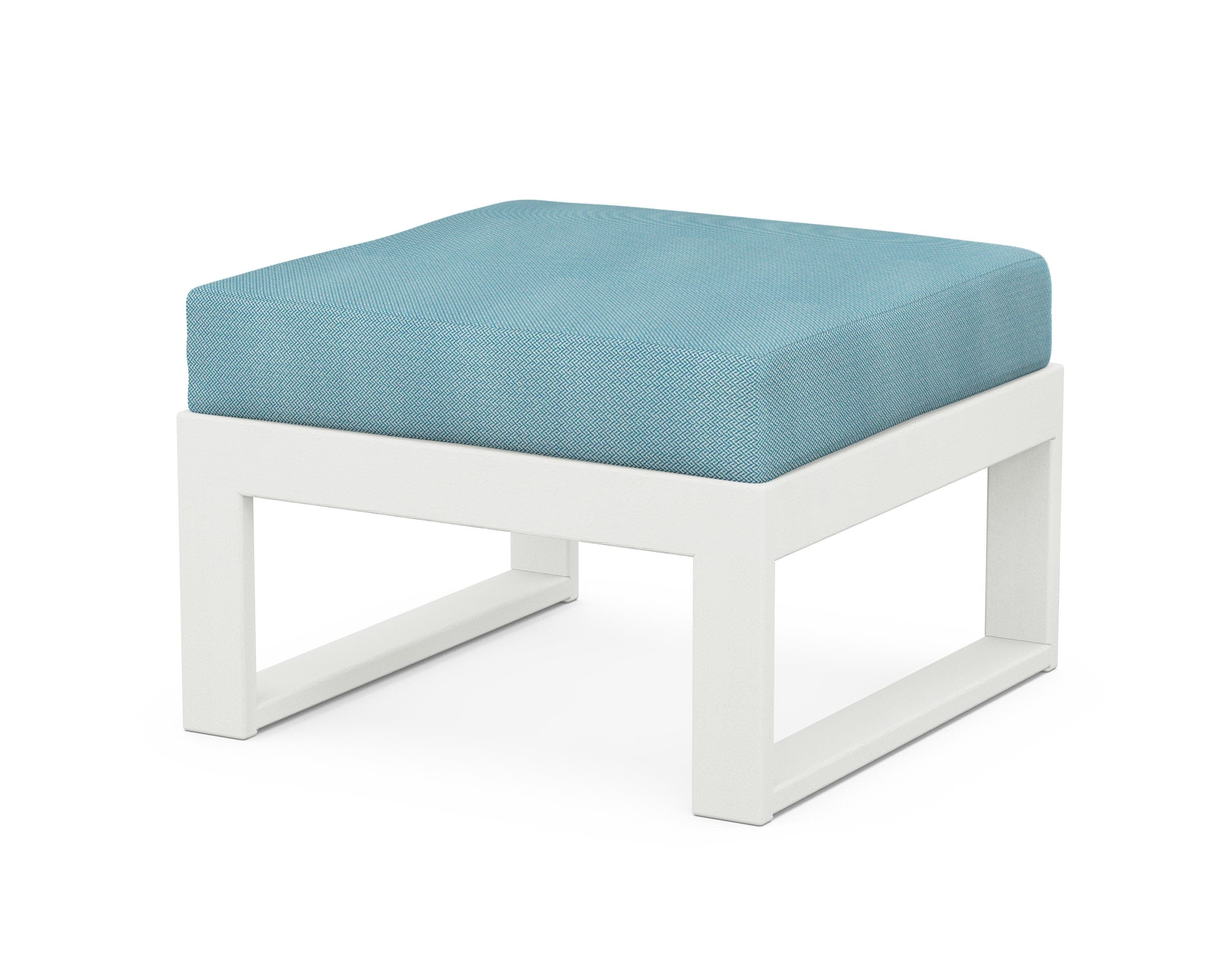 Modular Ottoman - Modern in Vintage White / Lattice Sky Blue
