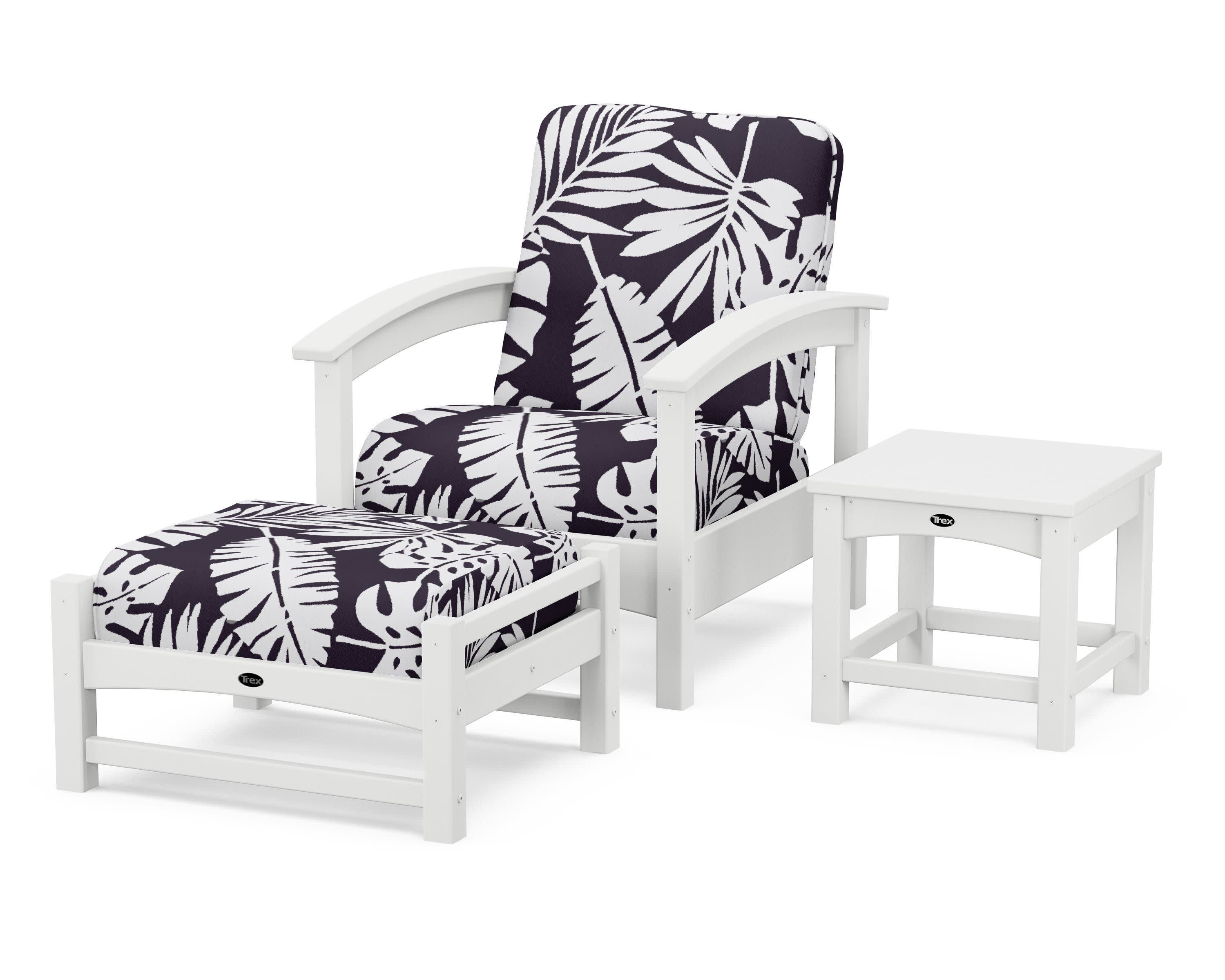 Rockport 3-Piece Deep Seating Set in Classic White / Leaf Navy