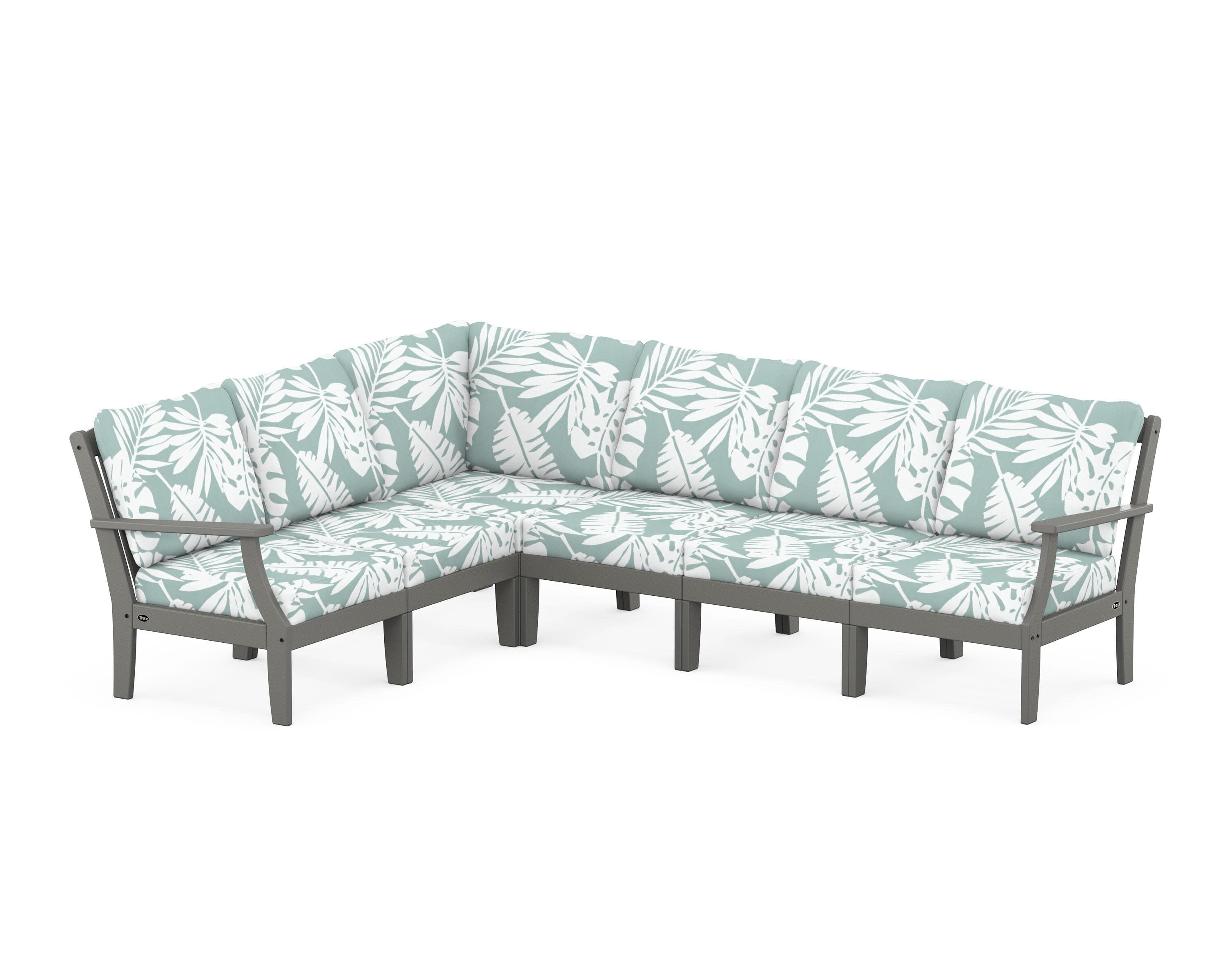 Yacht Club Modular 6-Piece Deep Seating Set in Stepping Stone / Leaf Glacier Spa