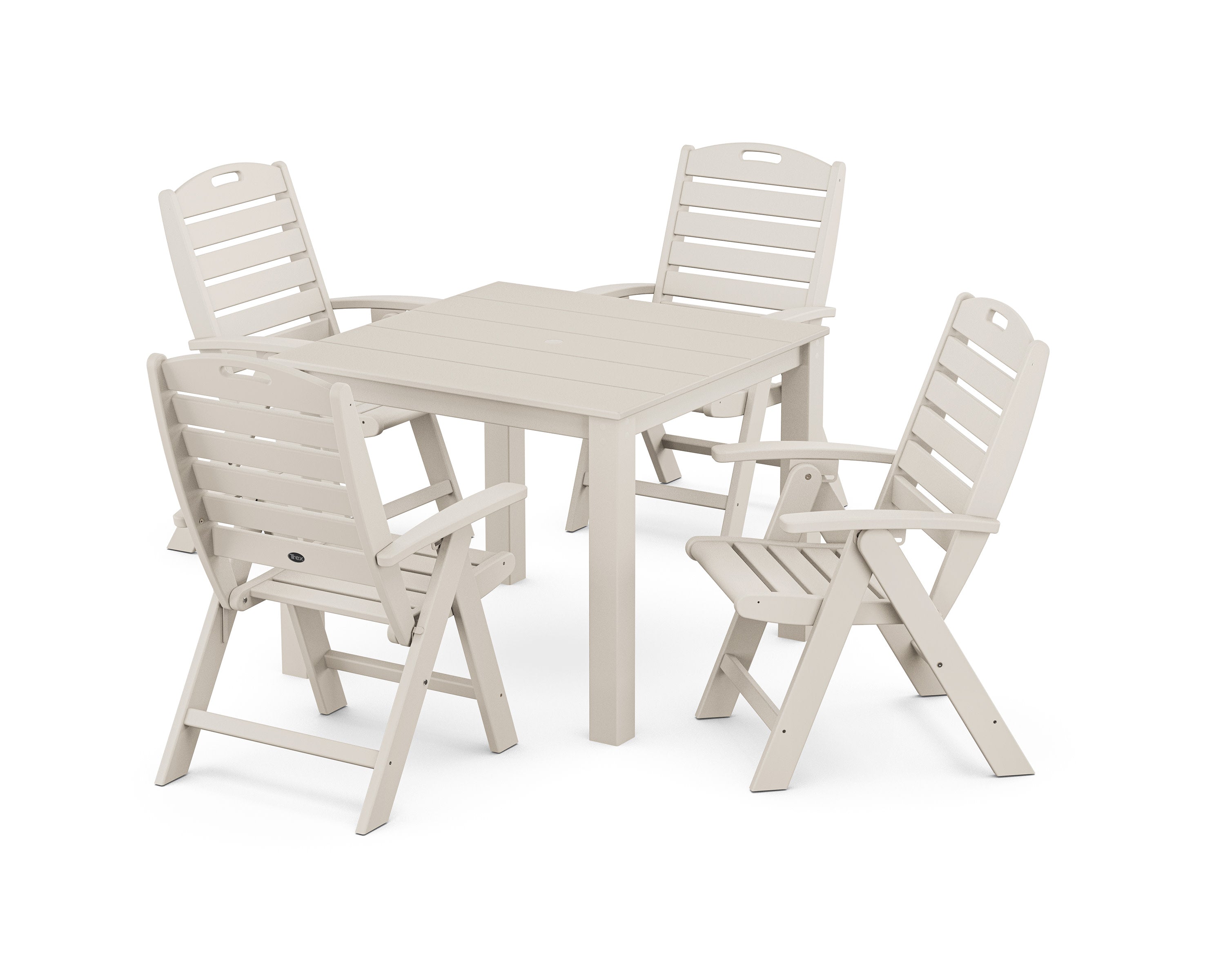 Yacht Club Highback Chair 5-Piece Parsons Dining Set in Sand Castle
