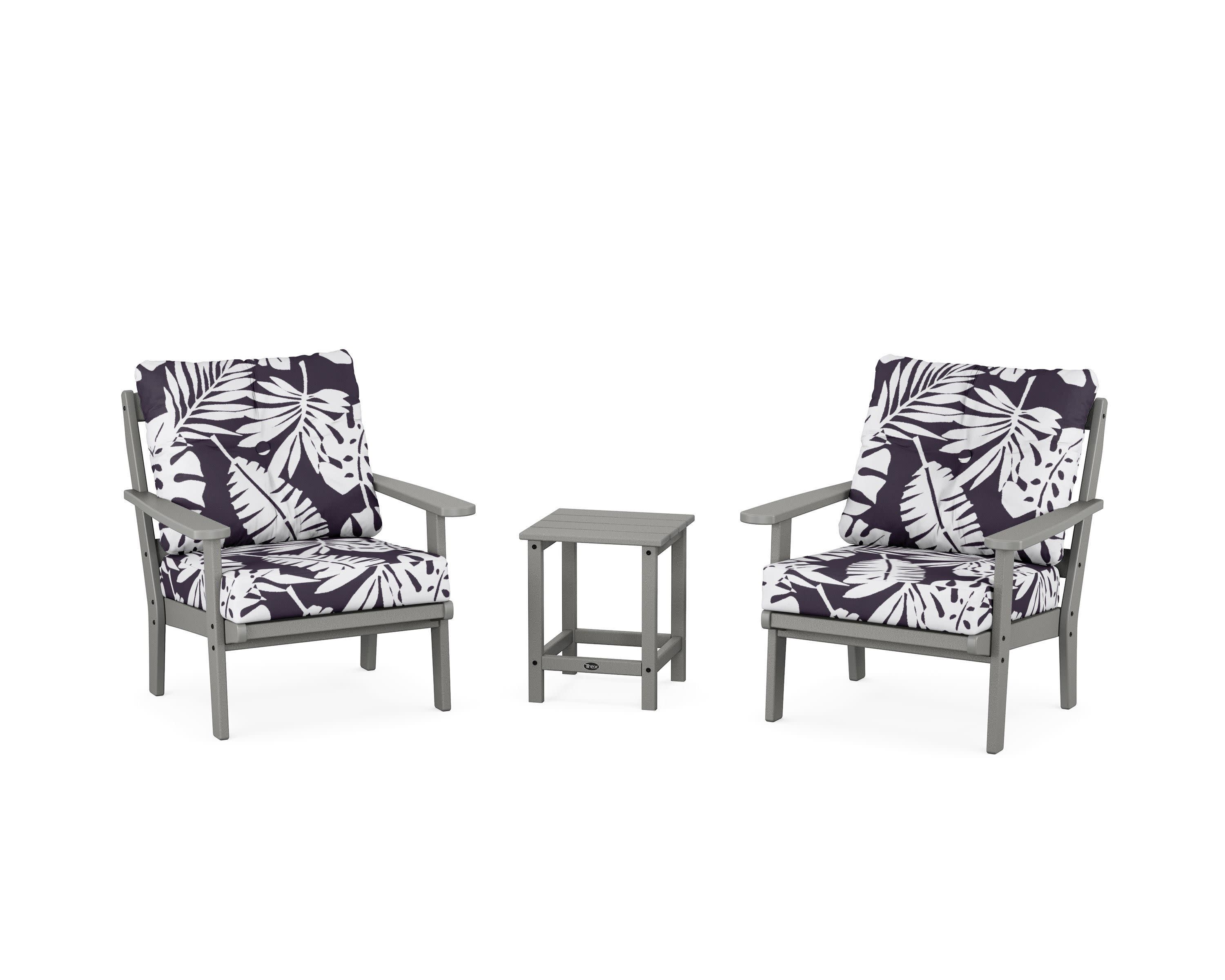 Cape Cod 3-Piece Deep Seating Set in Stepping Stone / Leaf Navy