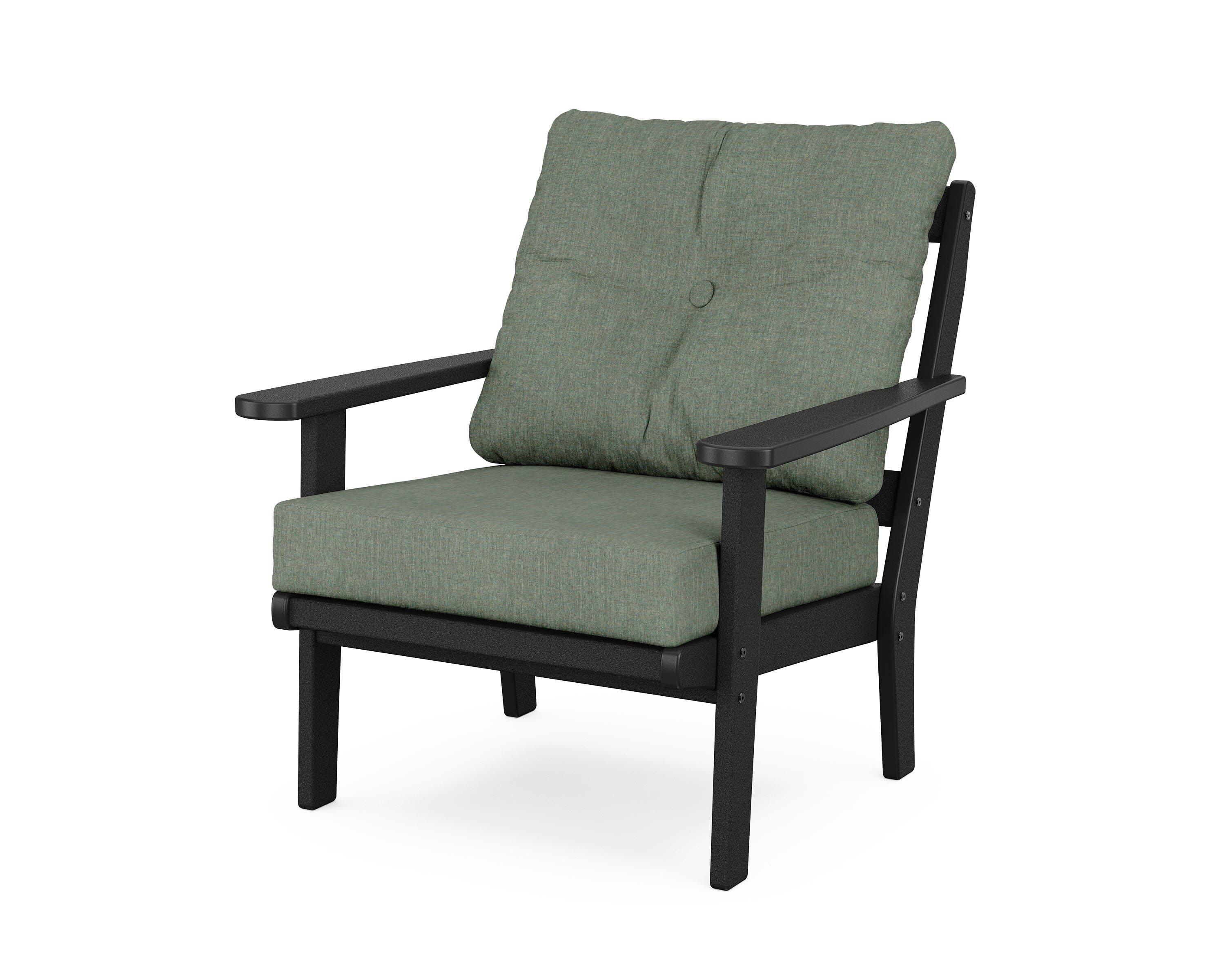 Cape Cod Deep Seating Chair in Charcoal Black / Cast Sage