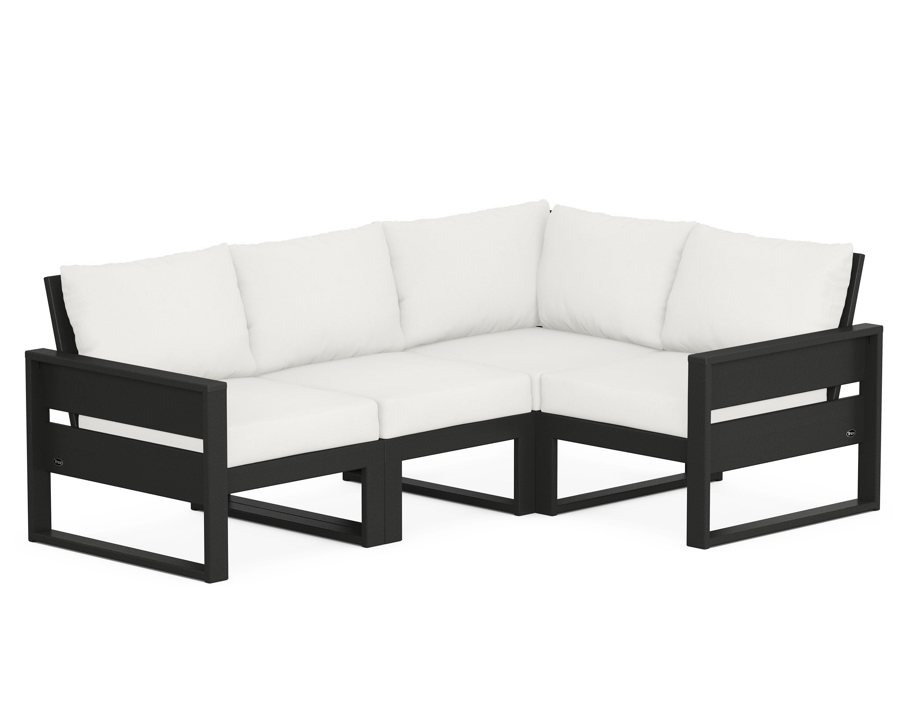 Eastport 4- Piece Sectional in Charcoal Black / Natural Linen
