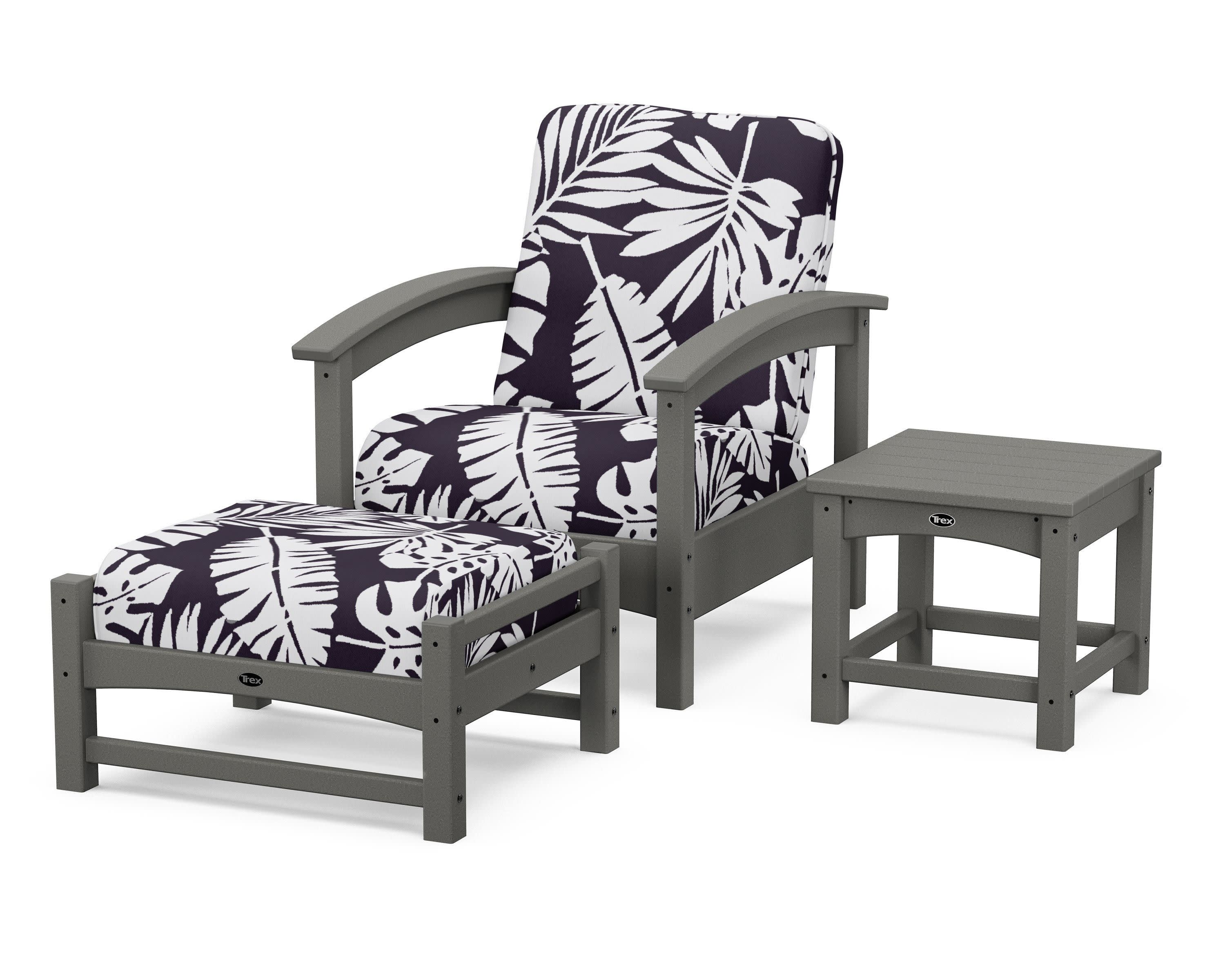 Rockport 3-Piece Deep Seating Set in Stepping Stone / Leaf Navy
