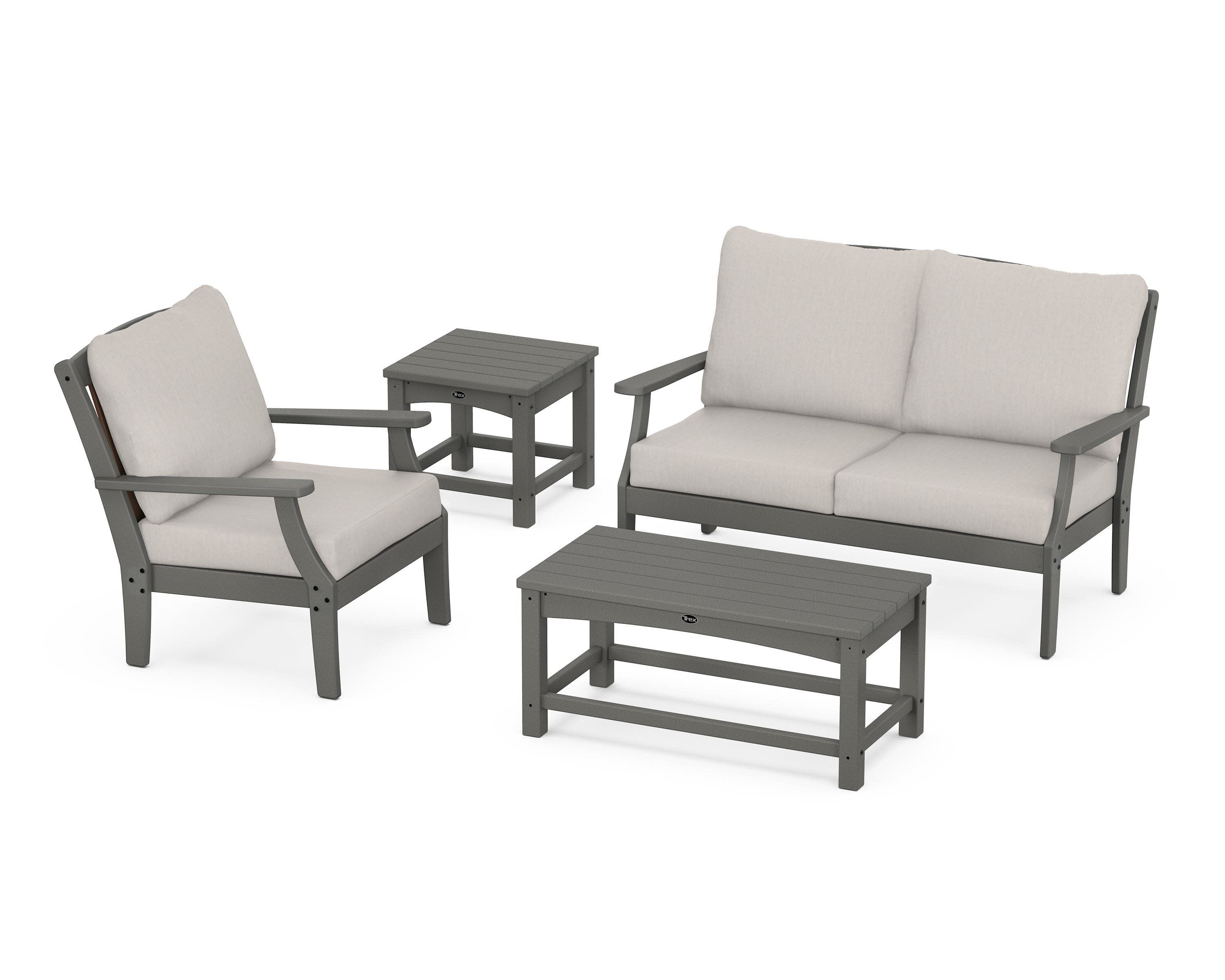 Yacht Club 4-Piece Deep Seating Set in Stepping Stone / Cast Ash