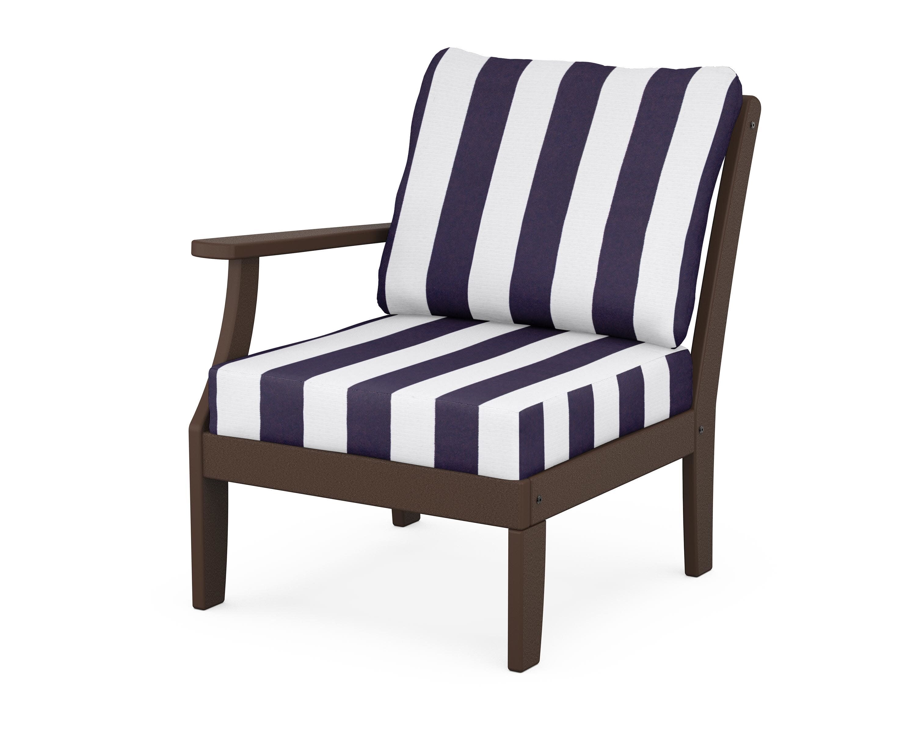 Yacht Club Modular Left Arm Chair in Vintage Lantern / Cabana Stripe Navy