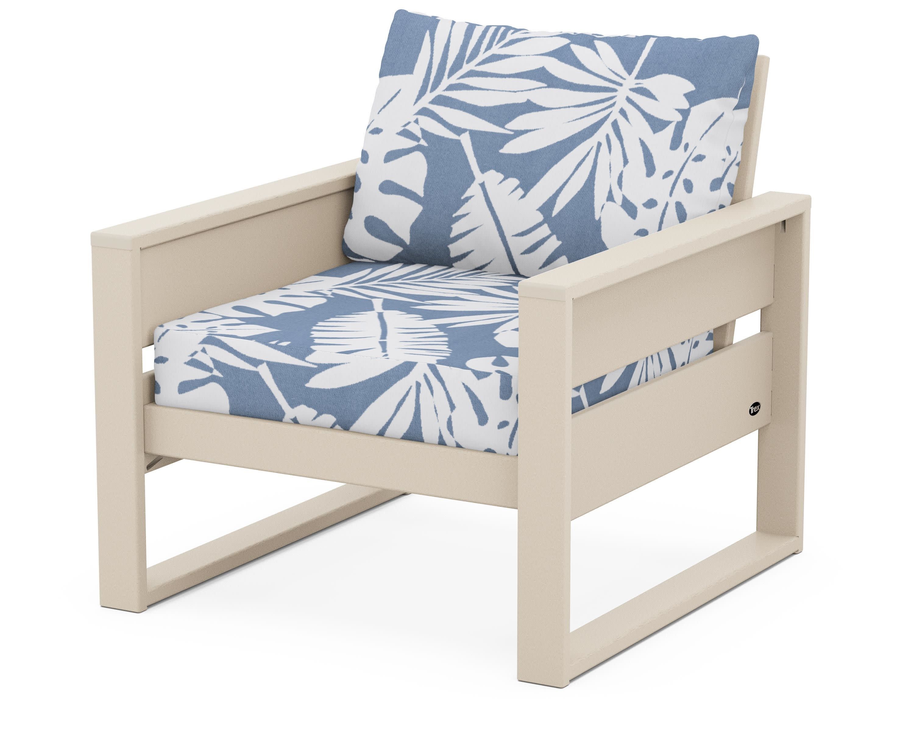 Eastport Club Chair in Sand Castle / Leaf Sky Blue