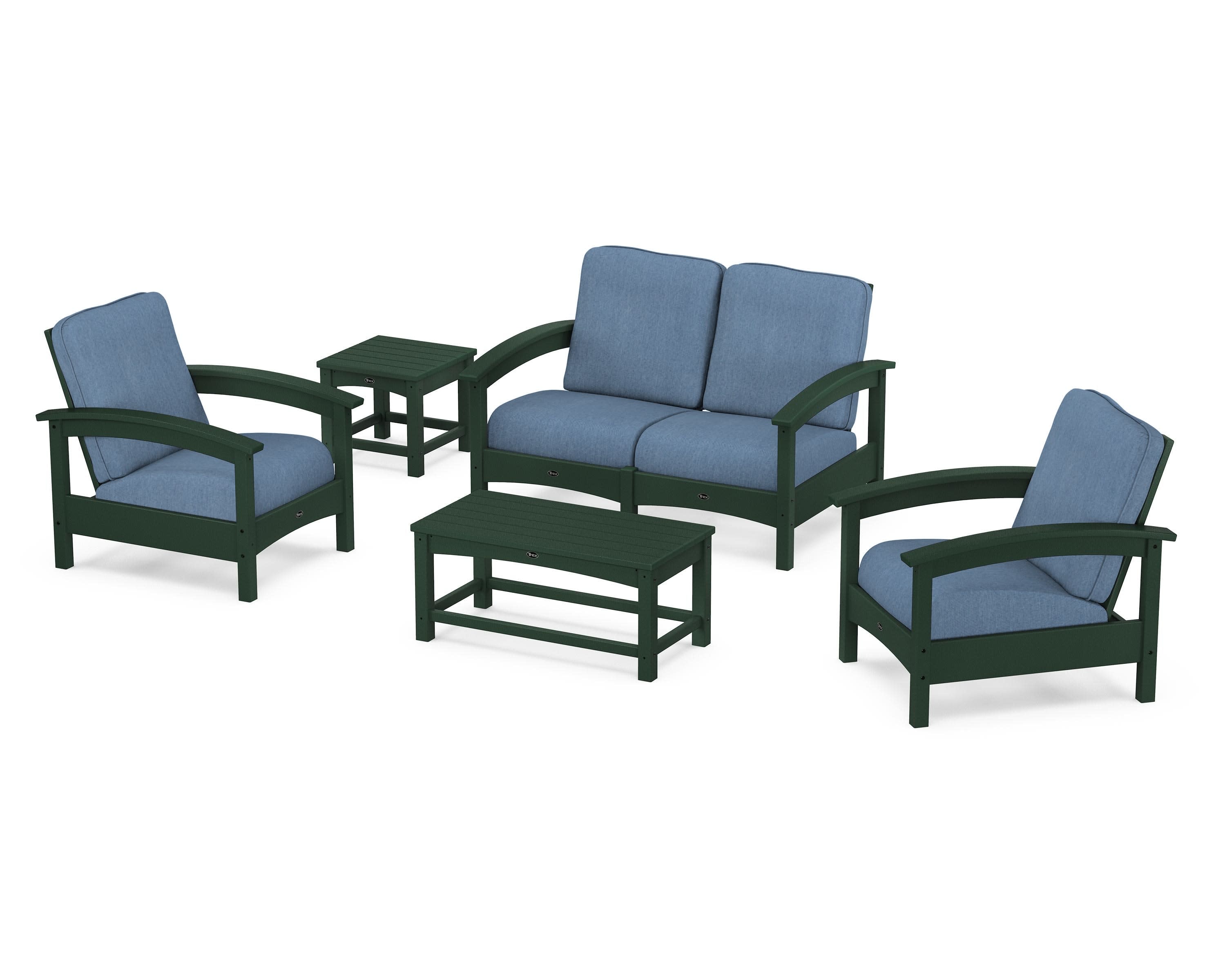 Rockport Club 6-Piece Deep Seating Conversation Set in Rainforest Canopy / Sky Blue