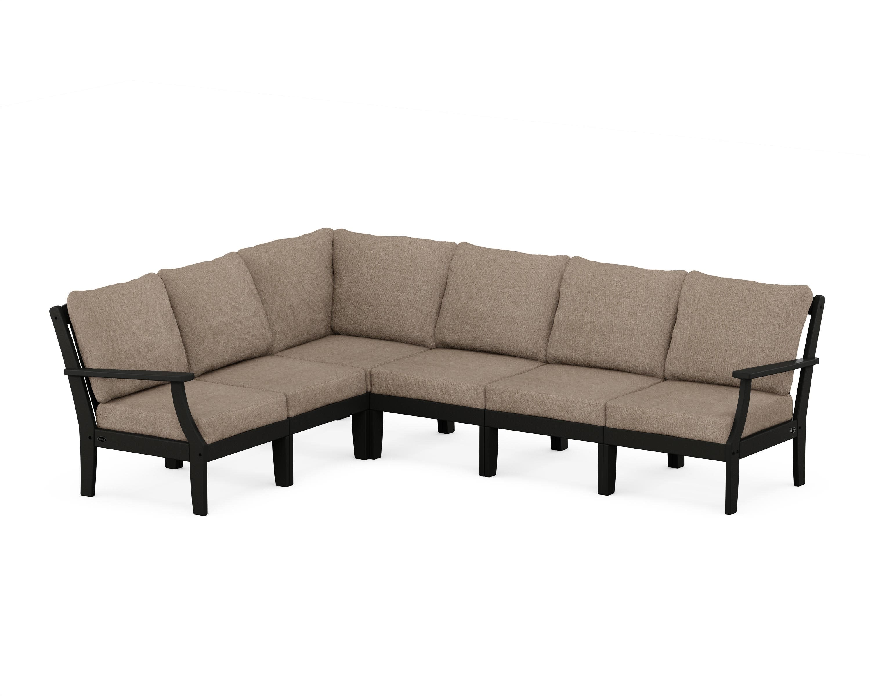 Yacht Club Modular 6-Piece Deep Seating Set in Charcoal Black / Spiced Burlap