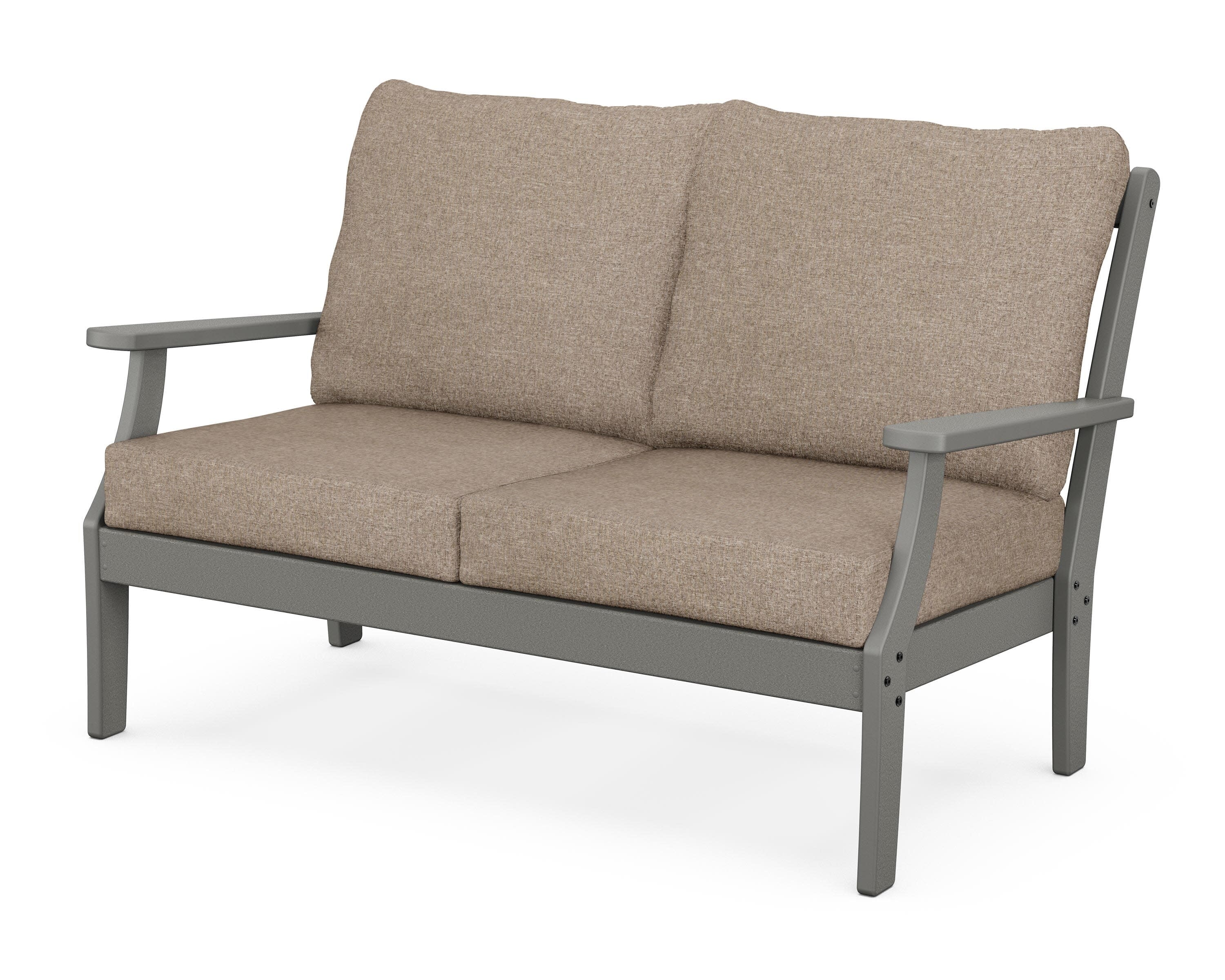 Yacht Club Deep Seating Loveseat in Stepping Stone / Spiced Burlap