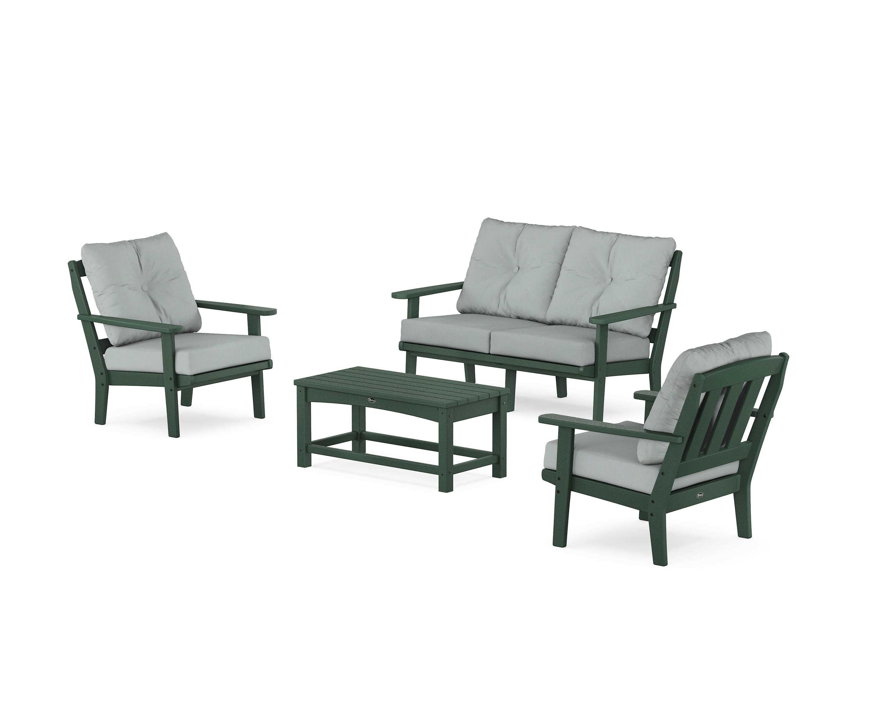 Cape Cod 4-Piece Deep Seating Set with Loveseat in Rainforest Canopy / Spa