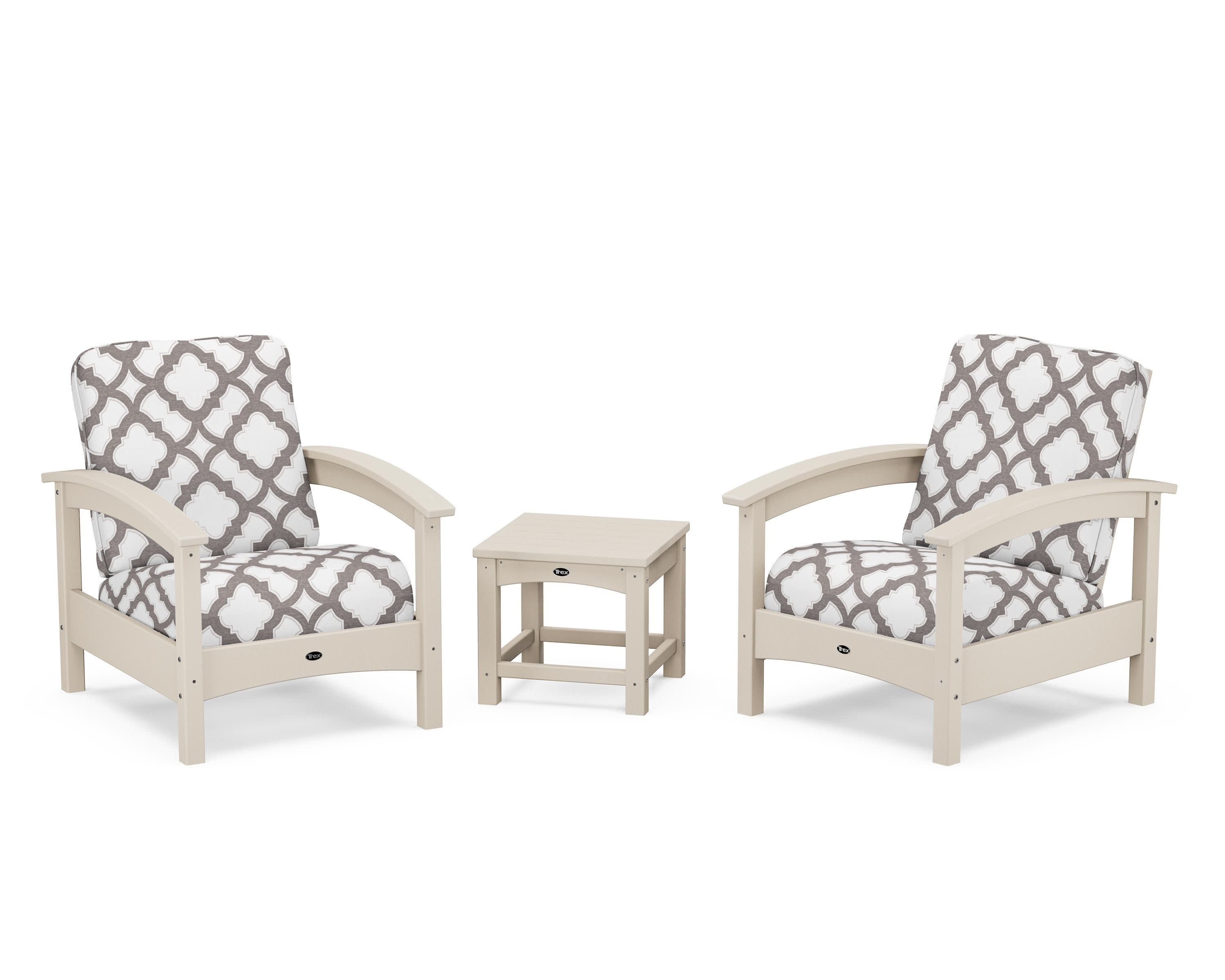 Rockport Club 3-Piece Deep Seating Conversation Set in Sand Castle / Trellis Grey Mist