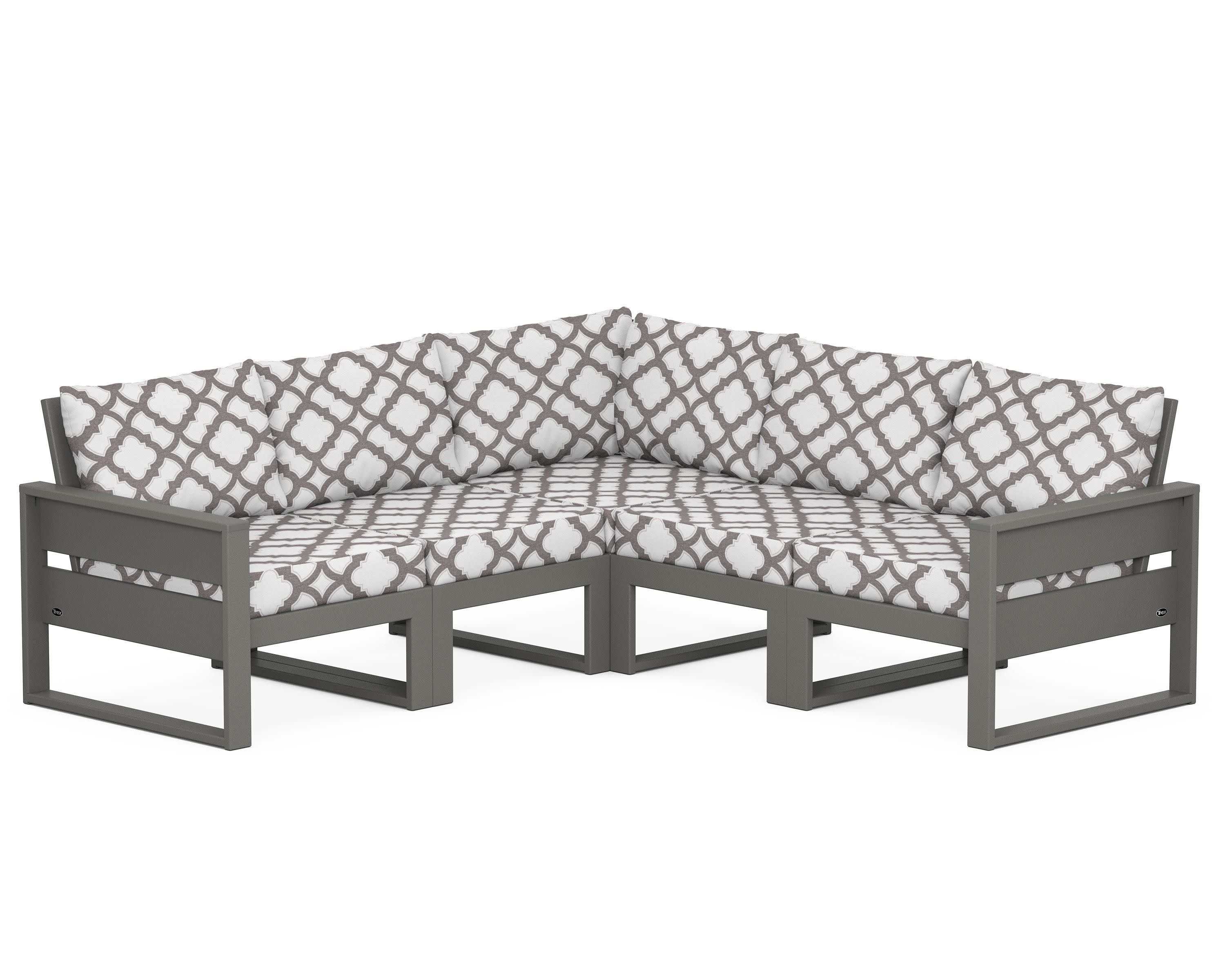 Eastport 5-Piece Sectional in Stepping Stone / Trellis Grey Mist